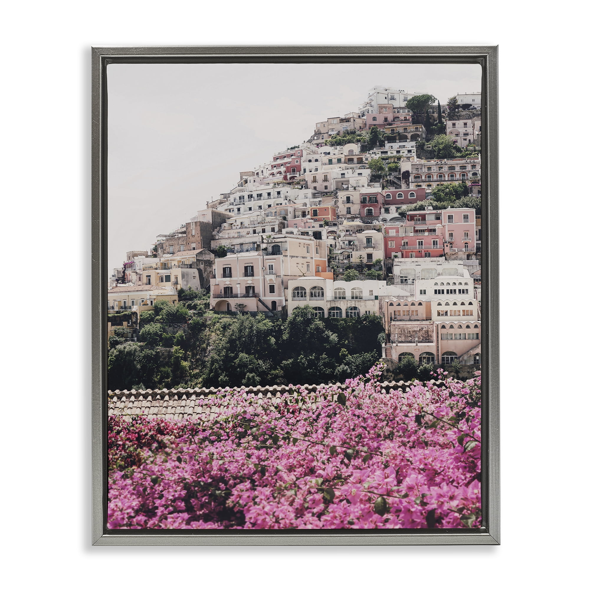 Stupell Industries Positano Town Architecture Cities & Countries Photography Gray Floater Framed Canvas Art Print Wall Art, 17 x 21
