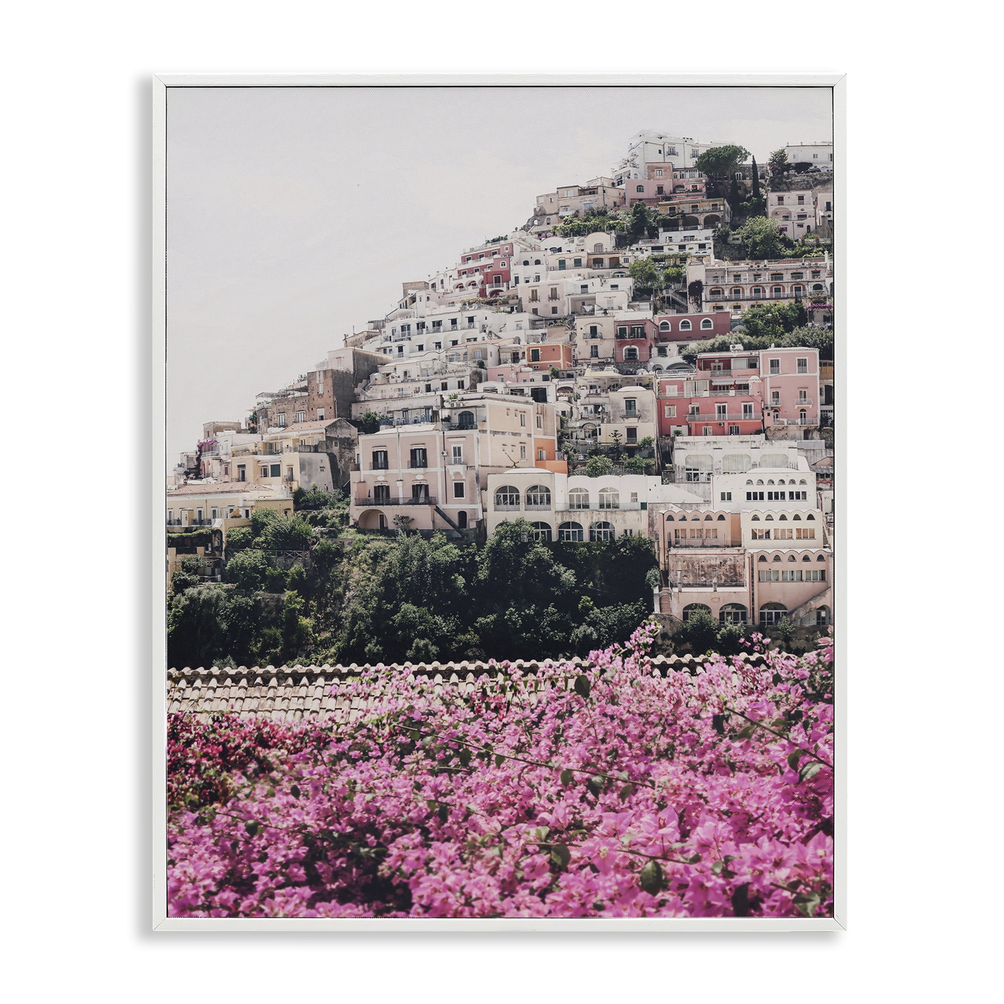 Stupell Industries Positano Town Architecture Cities & Countries Photography White Framed Art Print Wall Art, 16 x 20