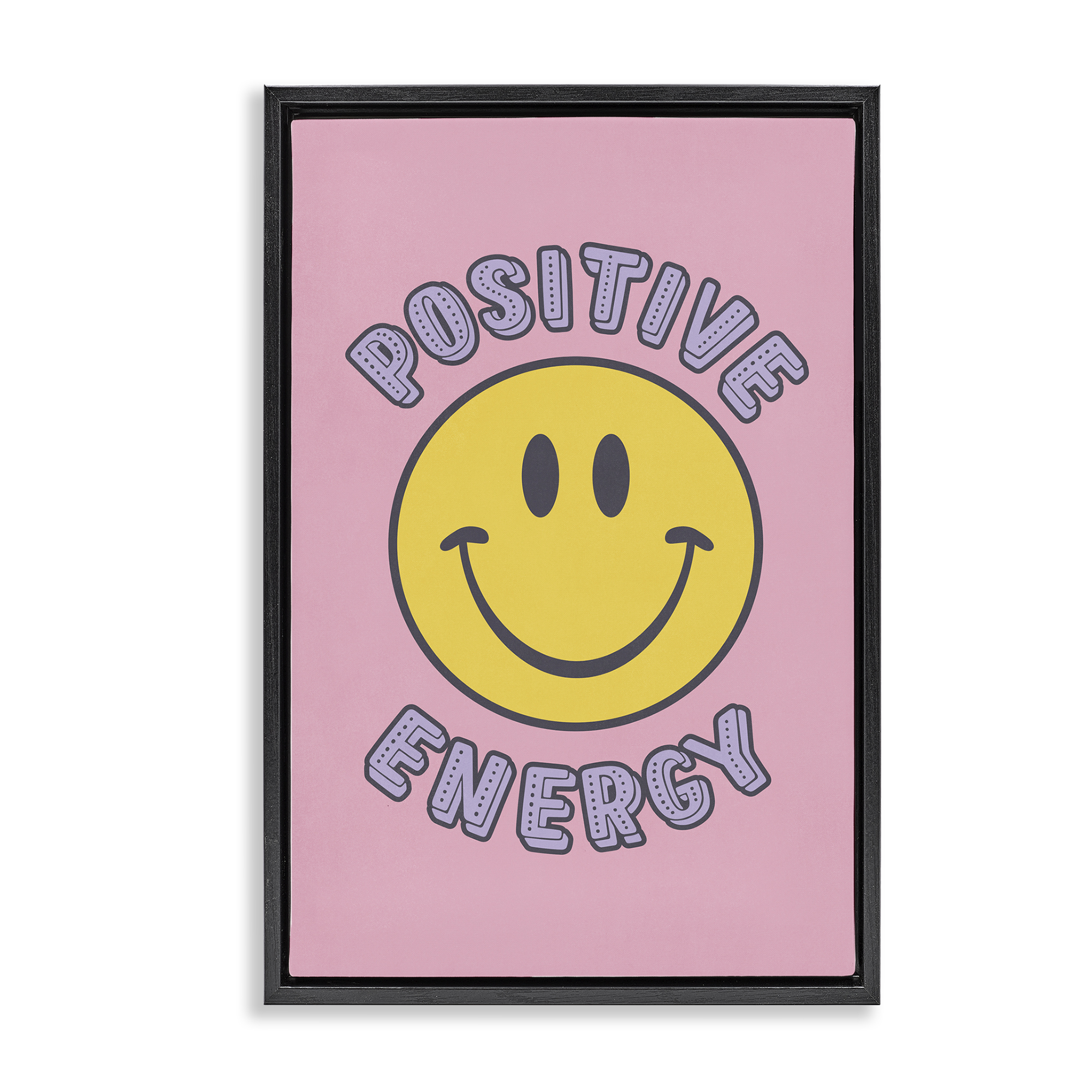 Stupell Industries Positive Energy Smiley Text & Numbers Painting Black Floater Framed Canvas Art Print Wall Art, 21 x 31
