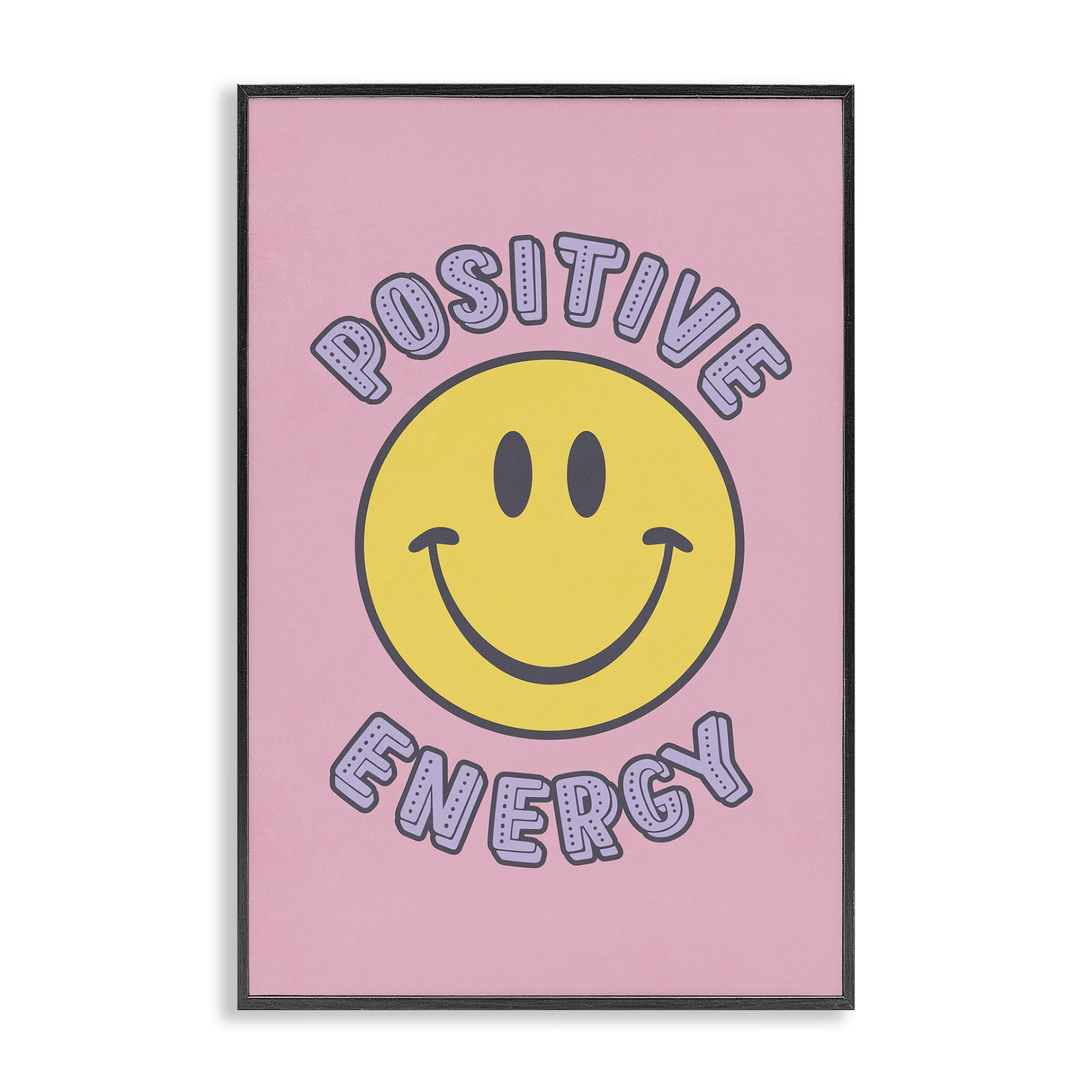 Stupell Industries Positive Energy Smiley Text & Numbers Painting Black Framed Art Print Wall Art, 12 x 18