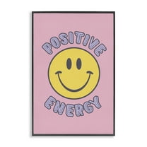 Stupell Industries Positive Energy Smiley Text & Numbers Painting Black Framed Art Print Wall Art, 12 x 18