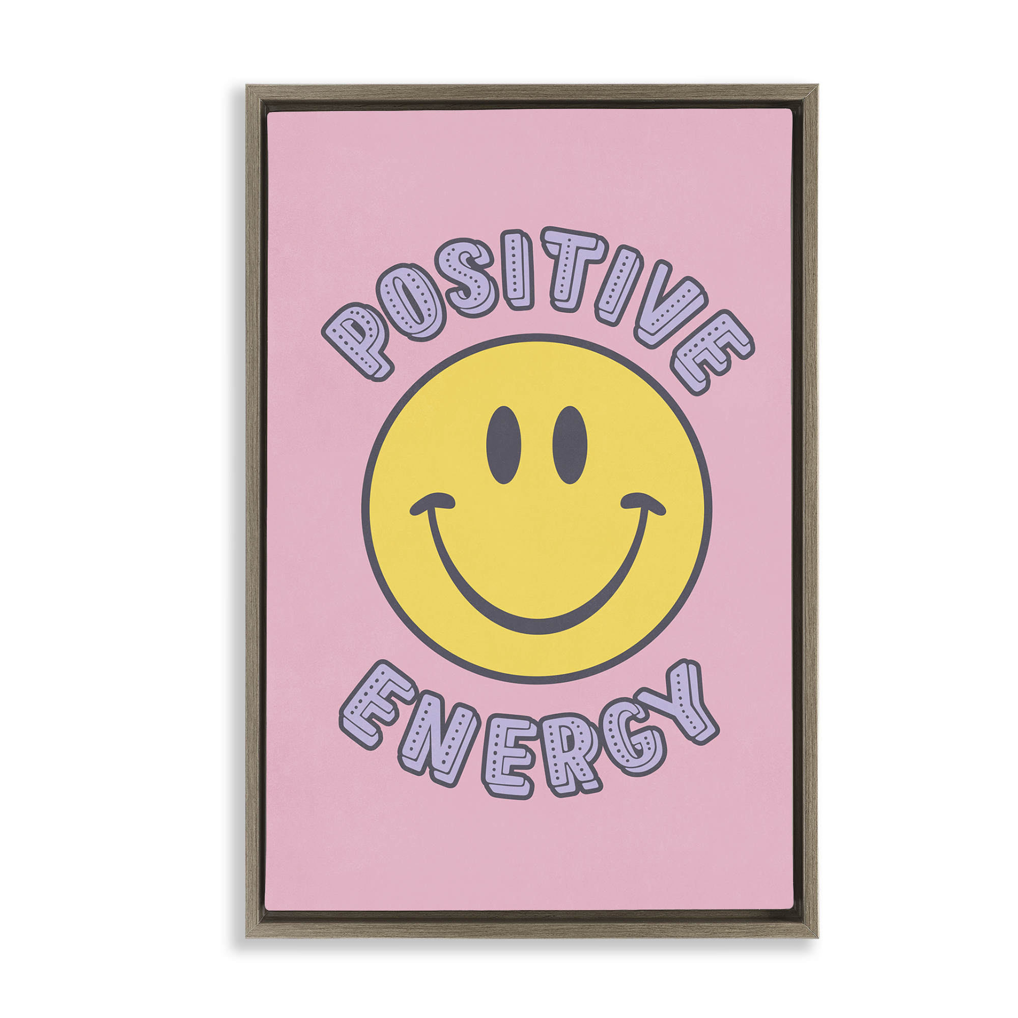 Stupell Industries Positive Energy Smiley Text & Numbers Painting Brown Floater Framed Canvas Art Print Wall Art, 17 x 25