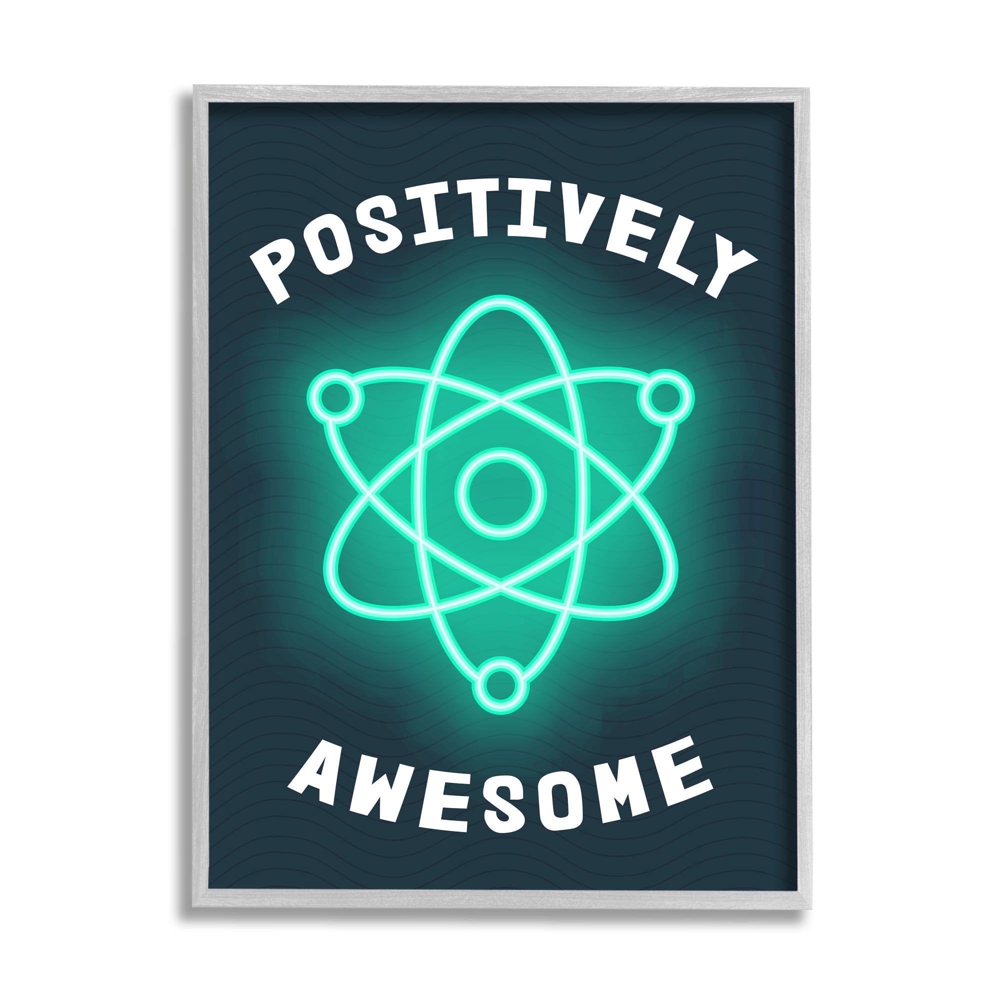 Stupell Industries Positively Awesome Phrase Science Atom Pun Children's Humor, 11 x 14, Design by Daphne Polselli