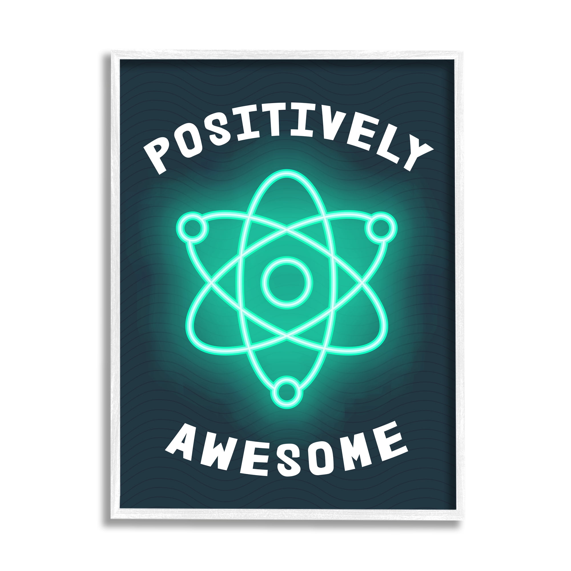 Stupell Industries Positively Awesome Phrase Science Atom Pun Children's Humor, 11 x 14, Design by Daphne Polselli
