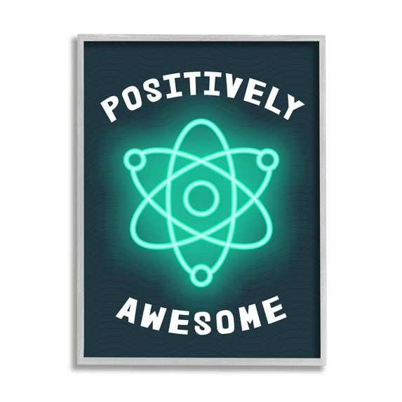 Stupell Industries Positively Awesome Phrase Science Atom Pun Children's Humor, 24 x 30, Design by Daphne Polselli