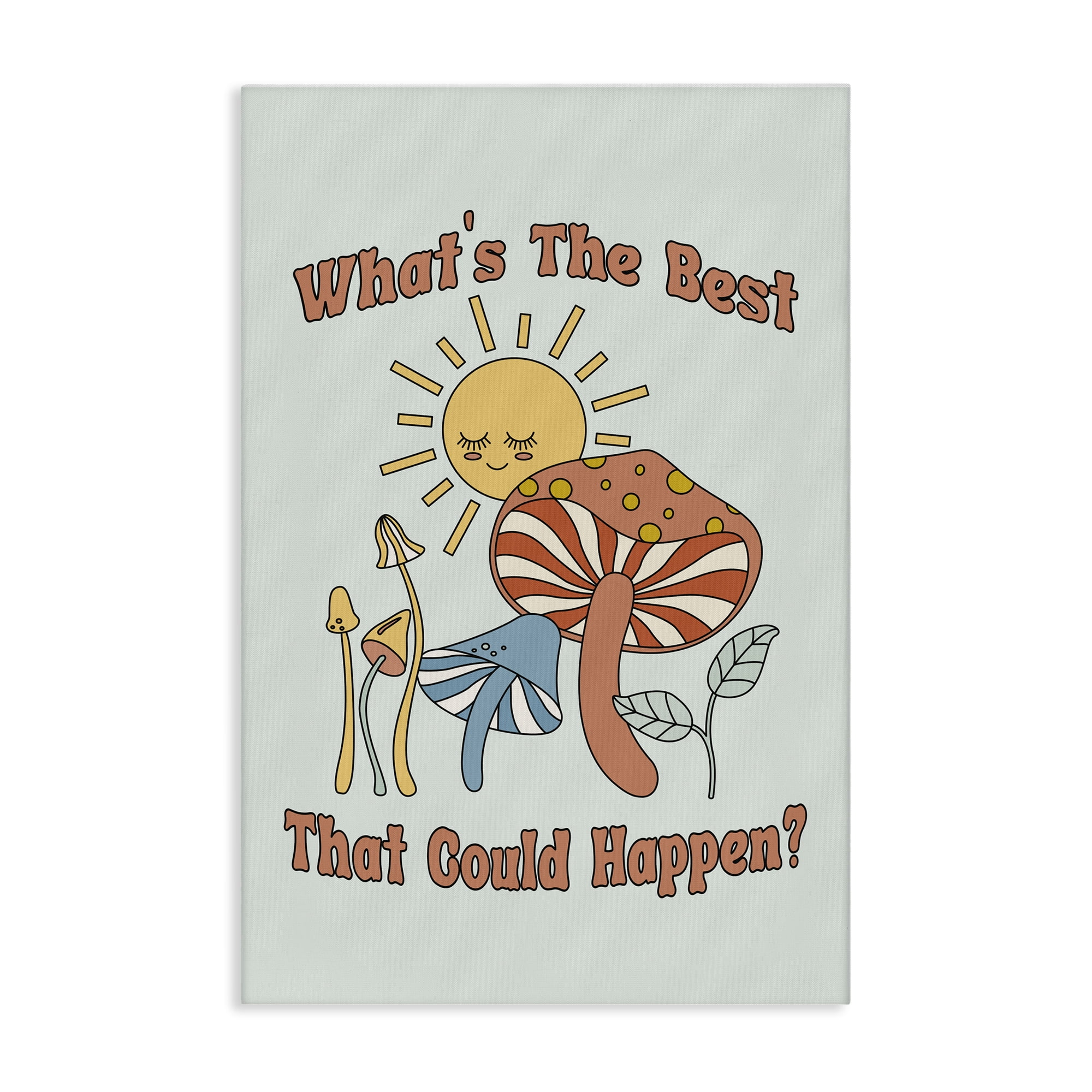 Stupell Industries Positivity Vibes with Mushrooms Plants & Flowers Painting Wrapped Canvas Art Print Wall Art, 20 x 30