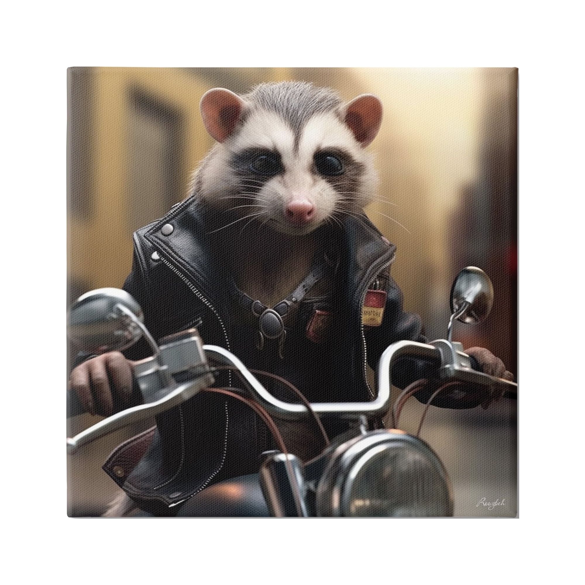 Stupell Industries Possum Motorcycle Biker Animals & Insects Painting Gallery Wrapped Canvas Art Print Wall Art, 36 x 36