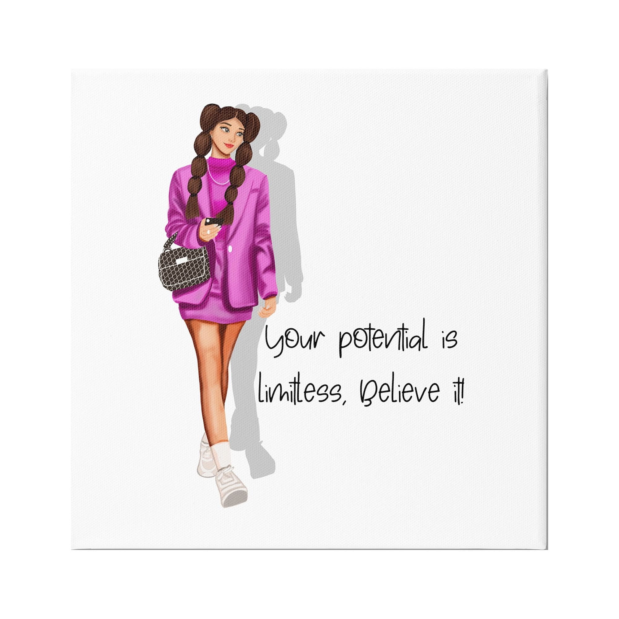 Stupell Industries Potential is Limitless Woman Inspirational Painting Gallery Wrapped Canvas Art Print Wall Art, 24 x 24