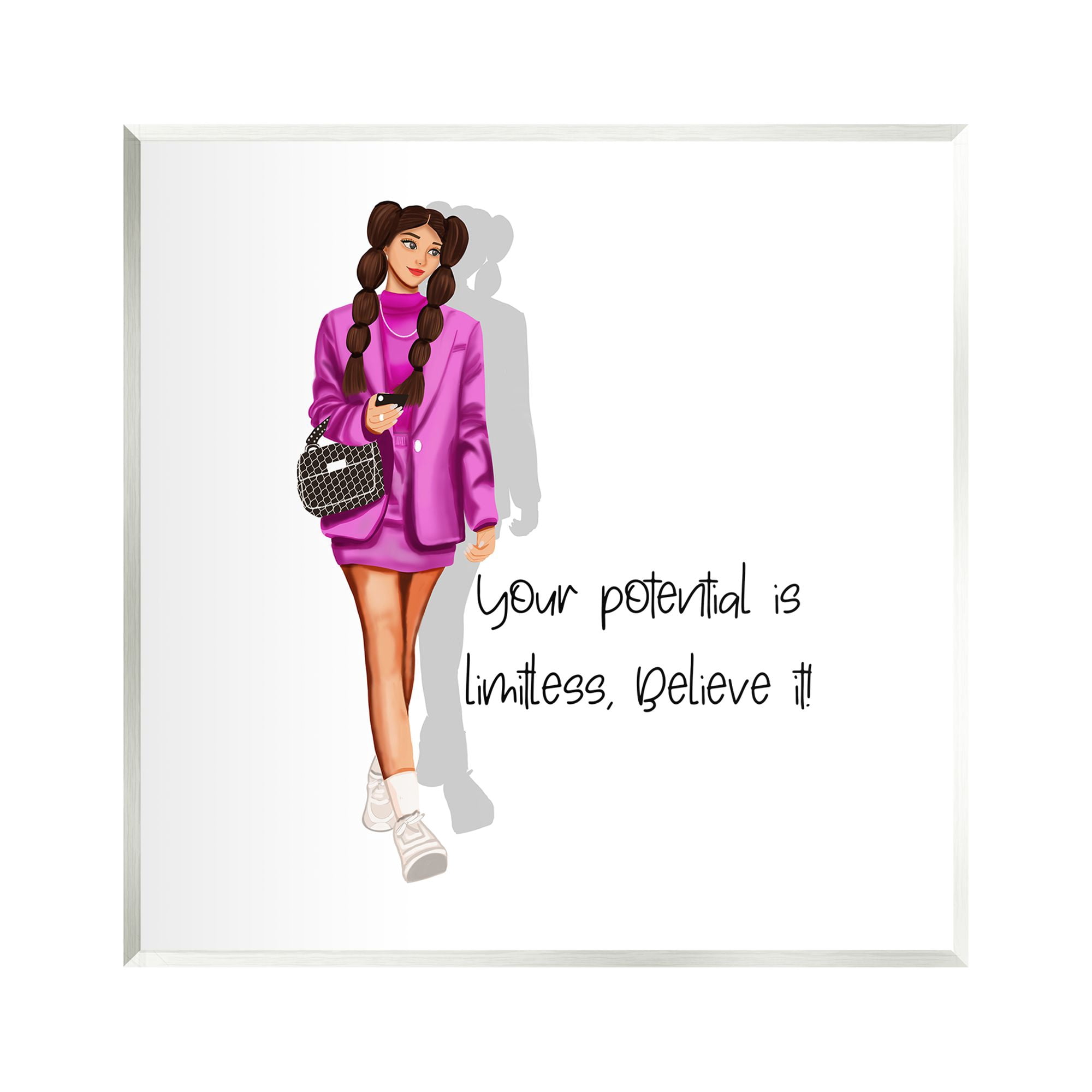 Stupell Industries Potential is Limitless Woman Inspirational Painting Unframed Art Print Wall Art, 12 x 12