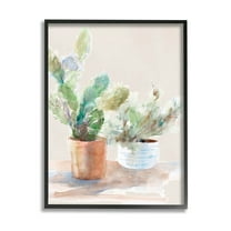 Stupell Industries Potted Cactus Plants Watercolor Painting Black Framed Art Print Wall Art, Design by Lanie Loreth