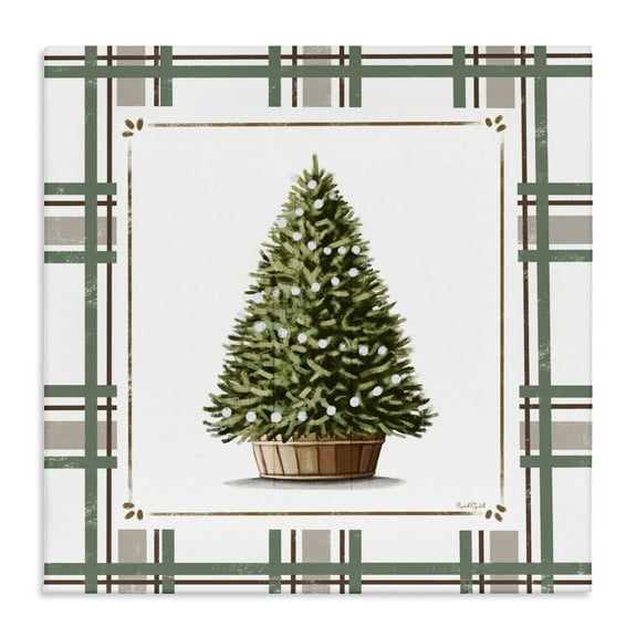 Stupell Industries Potted Christmas Tree Plaid Canvas Wall Art design by Elizabeth Tyndall, 17 x 17