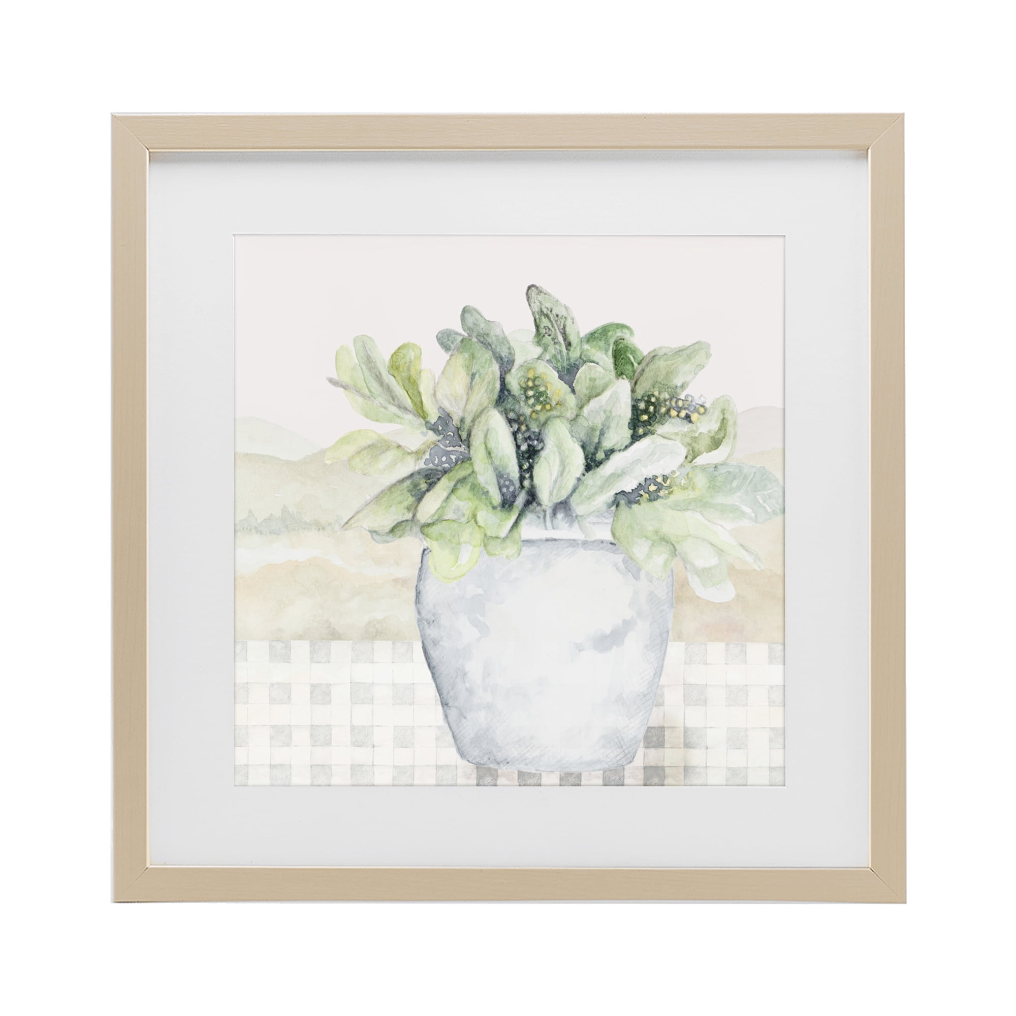 Stupell Industries Potted Farm Herbs Arrangement Birch Framed Print Under Glass, design by Janice Gaynor