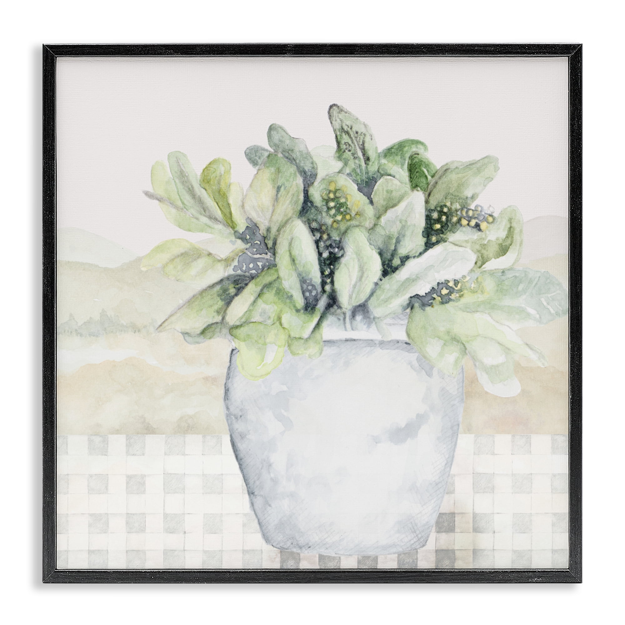 Stupell Industries Potted Farm Herbs Arrangement Black Framed Giclee Art, design by Janice Gaynor