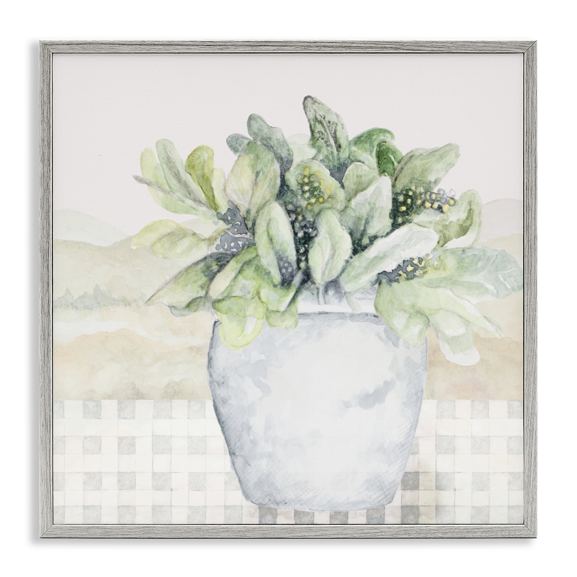 Stupell Industries Potted Farm Herbs Arrangement Gray Framed Giclee Art, design by Janice Gaynor