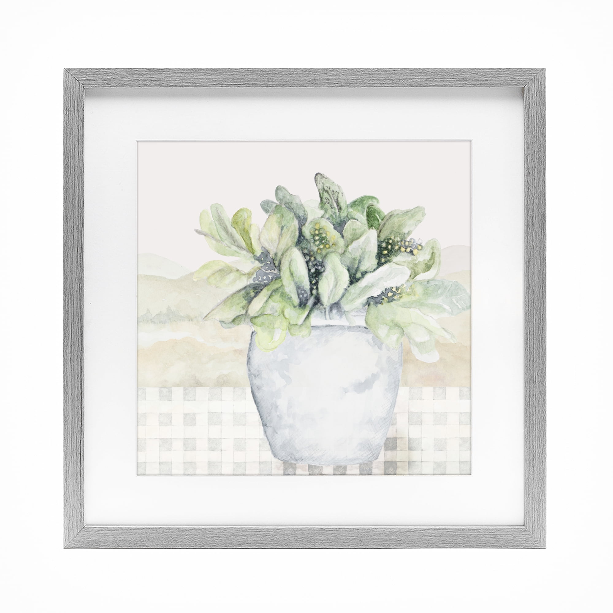 Stupell Industries Potted Farm Herbs Arrangement Gray Framed Print Under Glass, design by Janice Gaynor