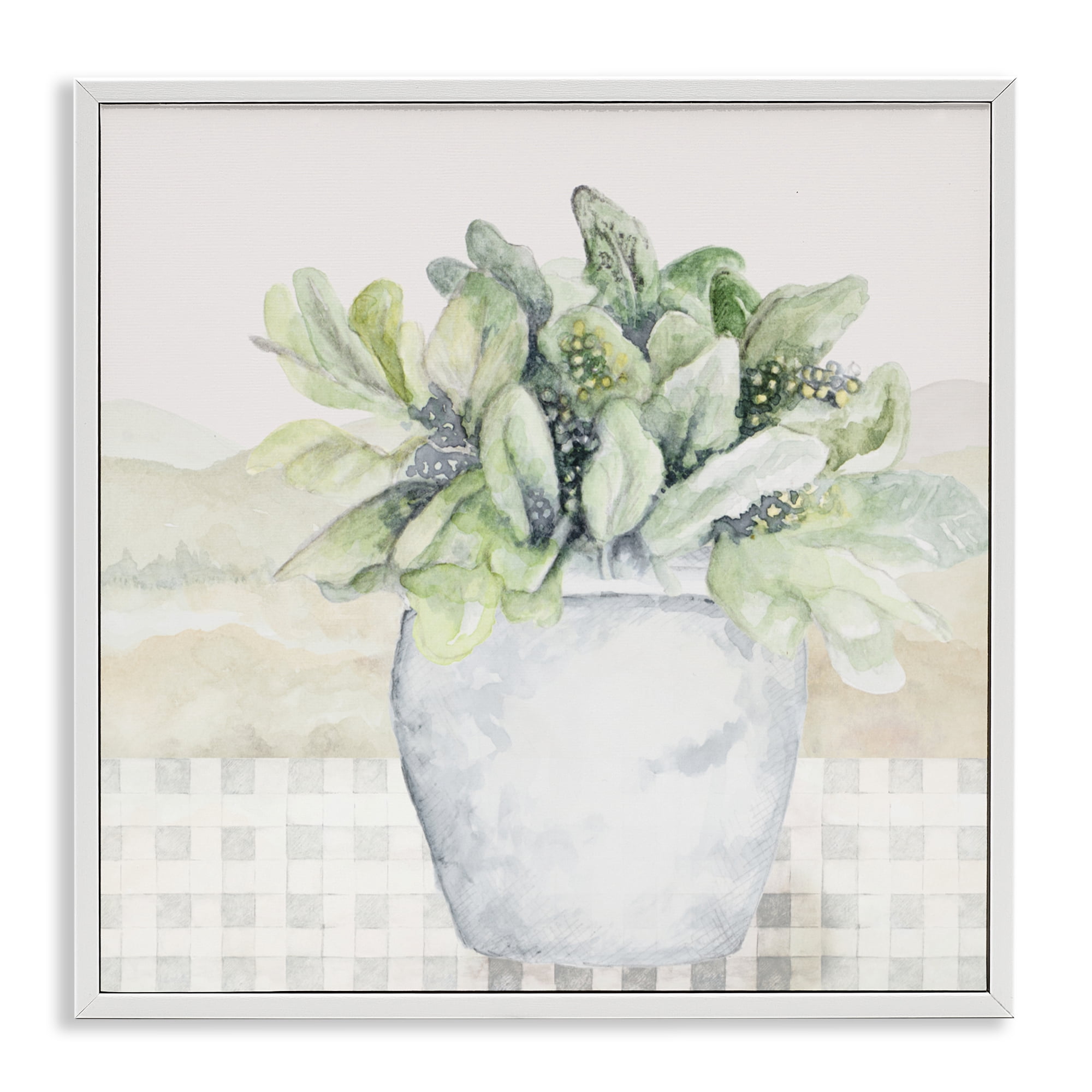 Stupell Industries Potted Farm Herbs Arrangement White Framed Giclee Art, design by Janice Gaynor