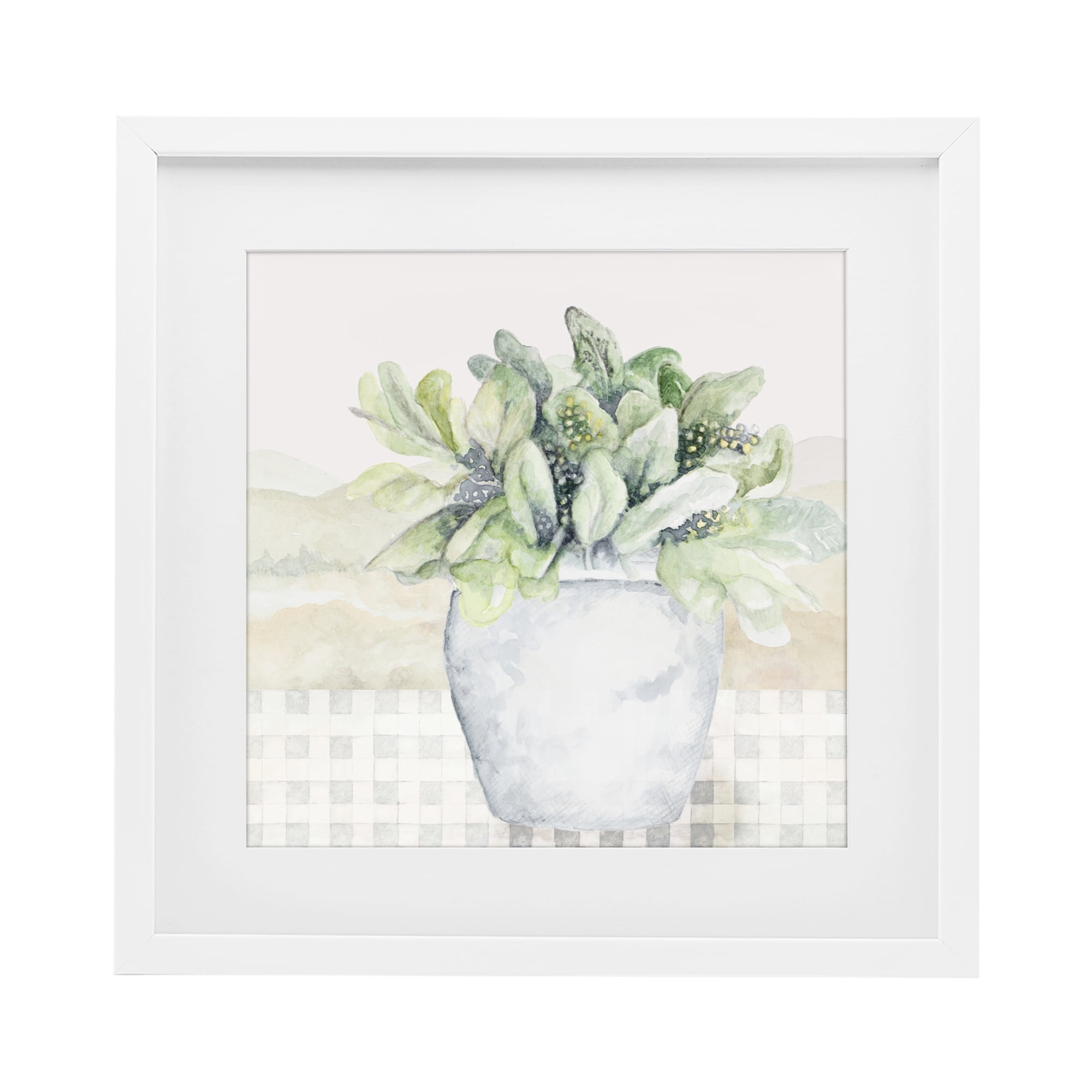 Stupell Industries Potted Farm Herbs Arrangement White Framed Print Under Glass, design by Janice Gaynor