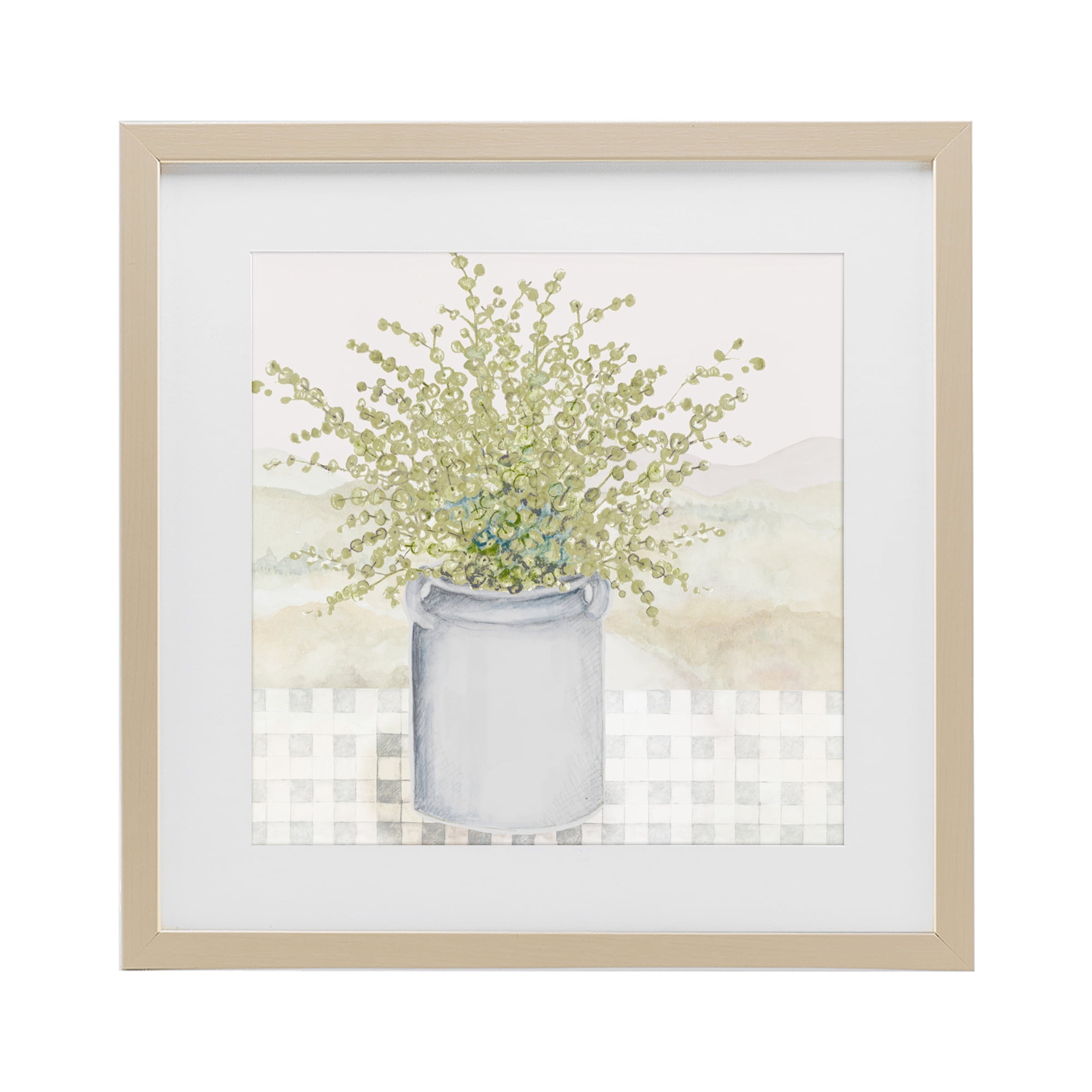 Stupell Industries Potted Farm Herbs Birch Framed Print Under Glass, design by Janice Gaynor