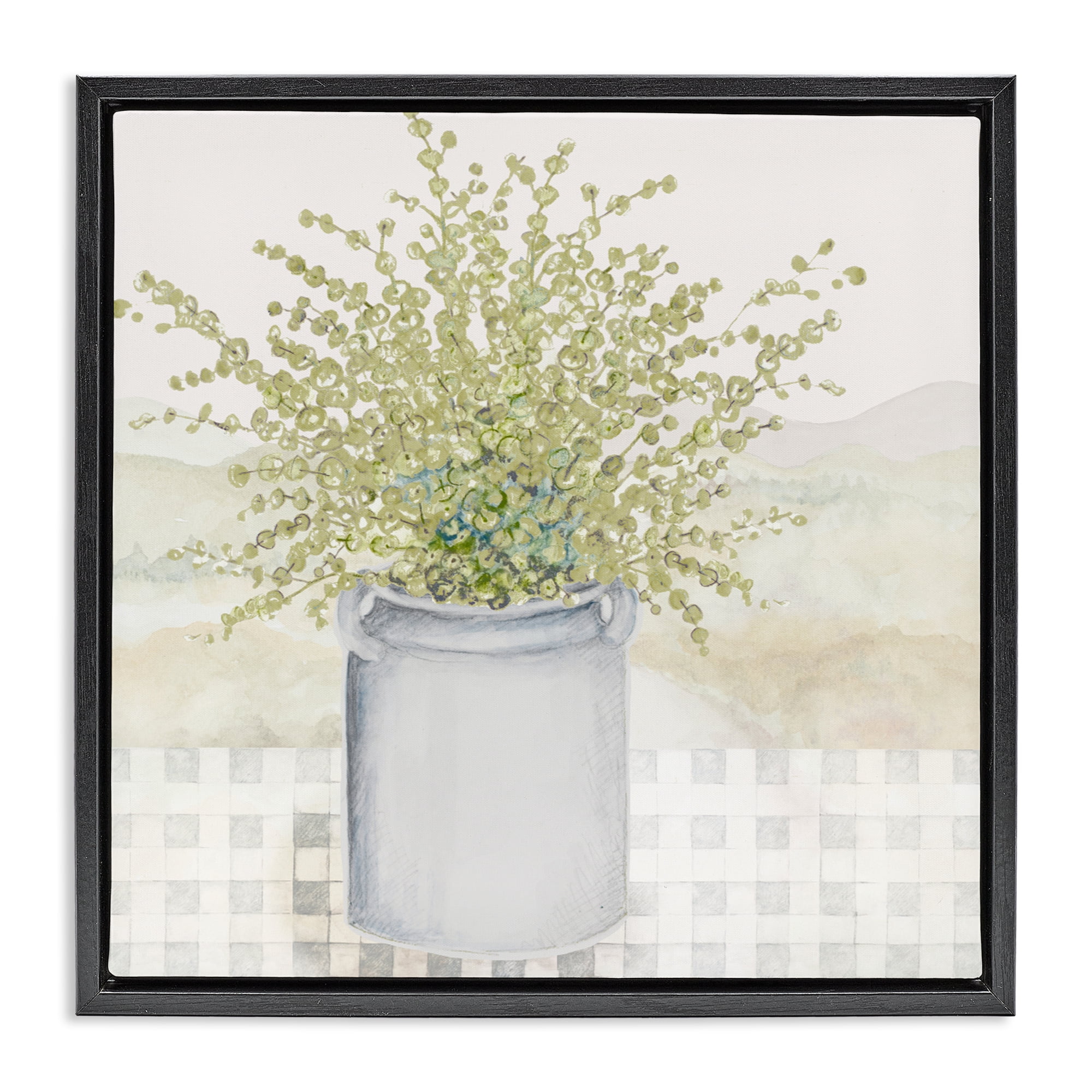 Stupell Industries Potted Farm Herbs Black Framed Floater Canvas Wall Art, design by Janice Gaynor