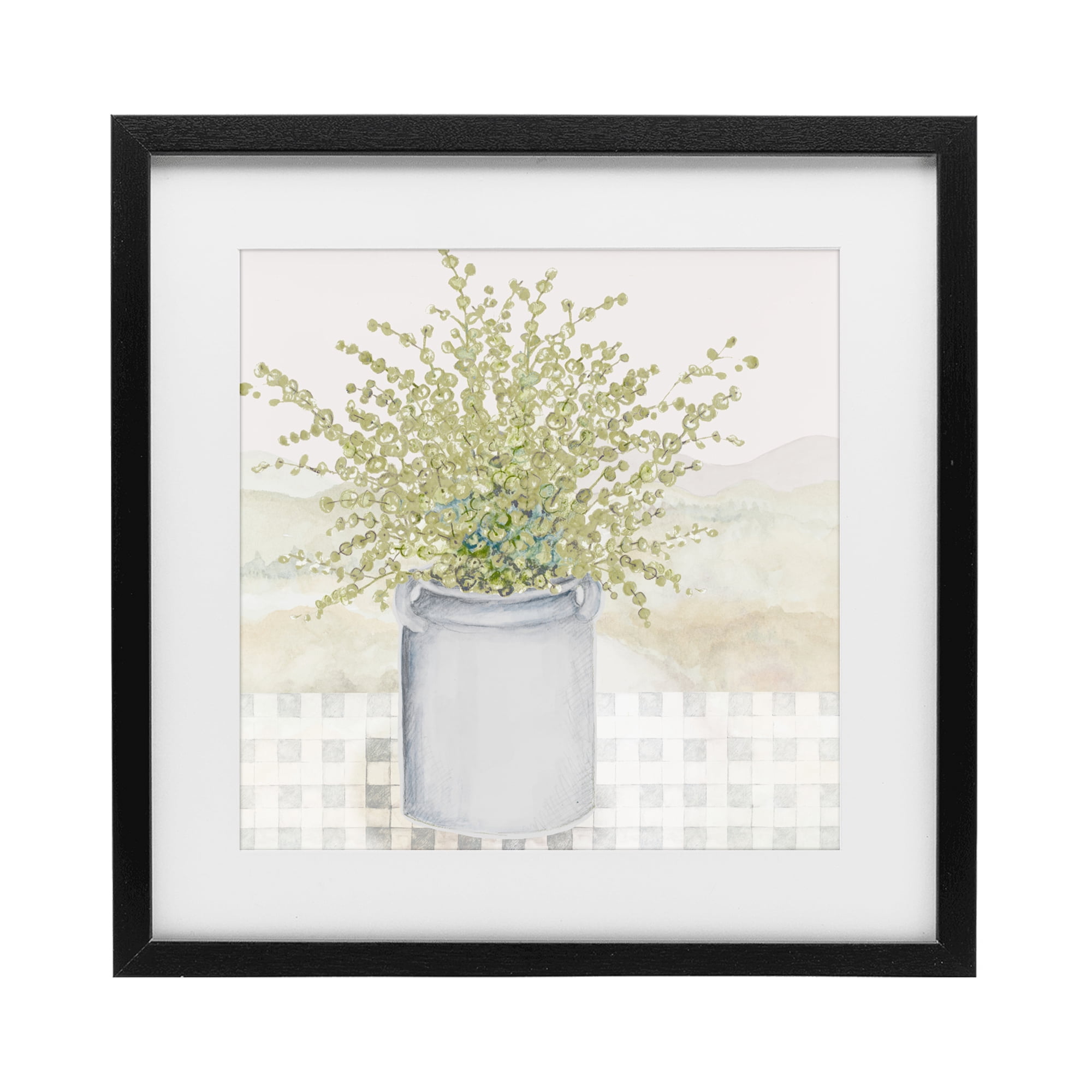Stupell Industries Potted Farm Herbs Black Framed Print Under Glass, design by Janice Gaynor