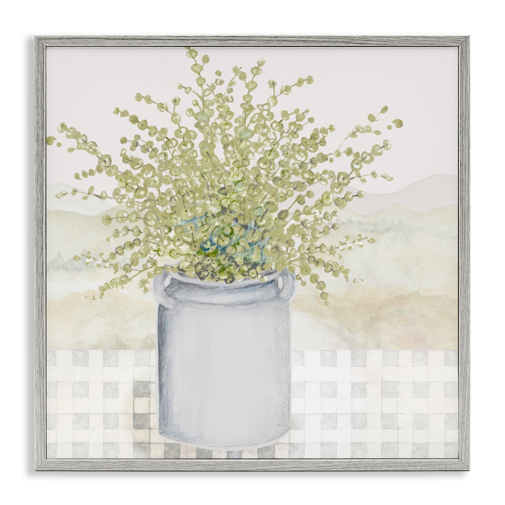 Stupell Industries Potted Farm Herbs Gray Framed Giclee Art, design by Janice Gaynor