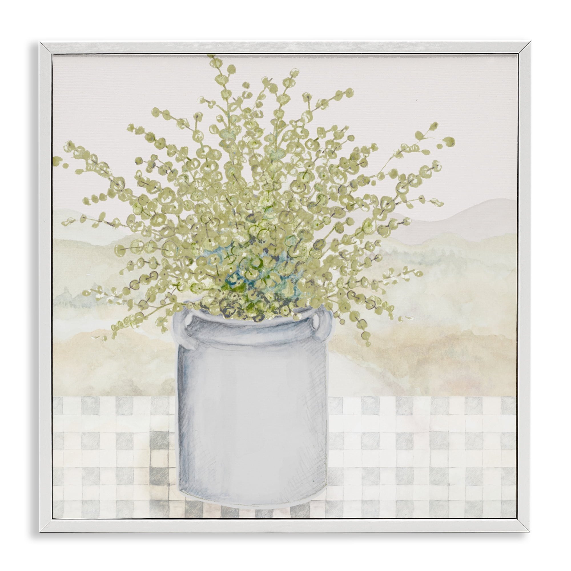Stupell Industries Potted Farm Herbs White Framed Giclee Art, design by Janice Gaynor