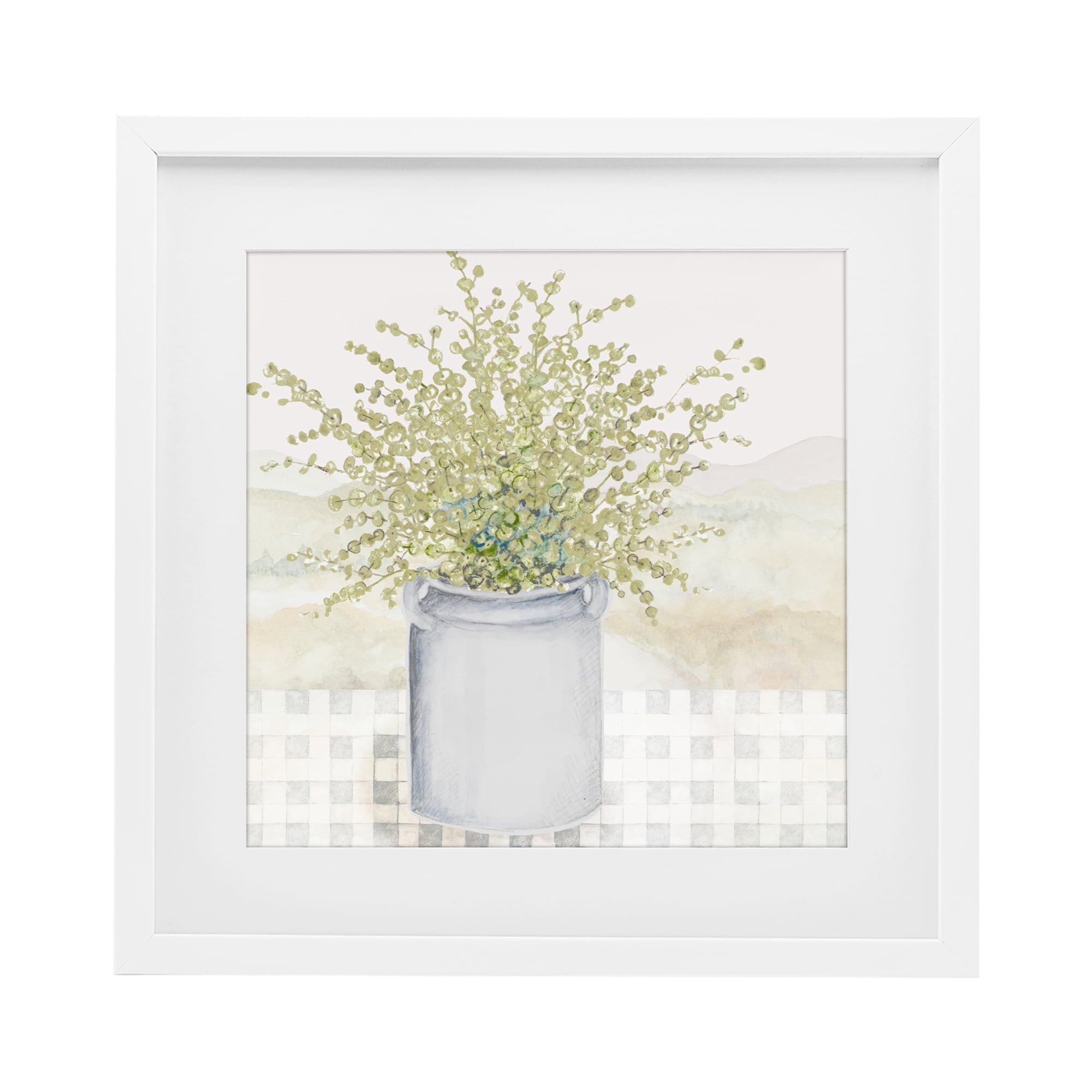 Stupell Industries Potted Farm Herbs White Framed Print Under Glass, design by Janice Gaynor