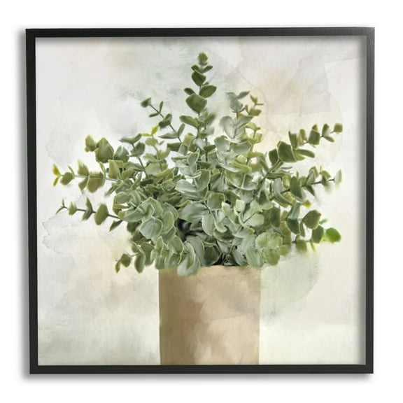 Stupell Industries Potted Herbal Plant Vase Dense Green Leaves Painting Black Framed Art Print Wall Art, Design by Kim Allen
