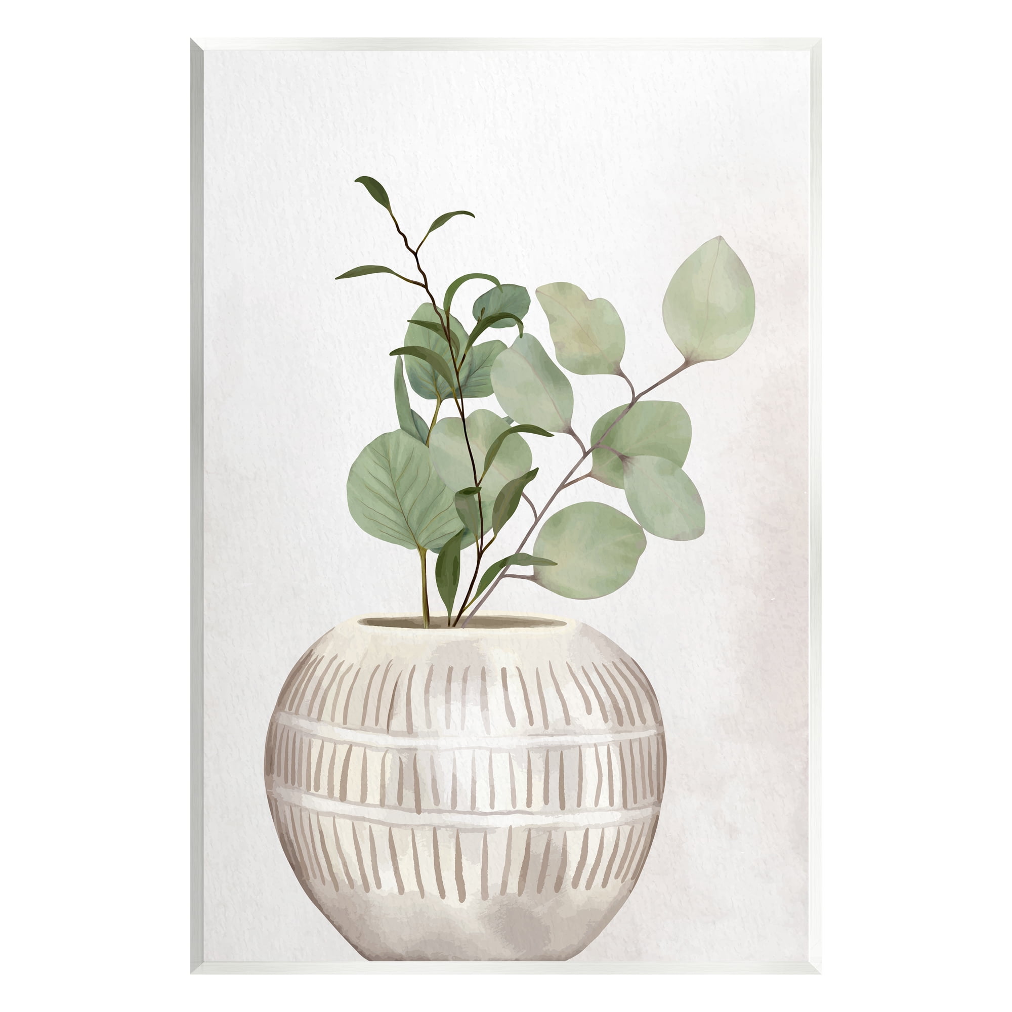 Stupell Industries Potted Herbal Plants Round Leaves Patterned Vase Painting Unframed Art Print Wall Art, Design by Kim Allen