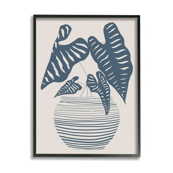 Stupell Industries Potted House Plant Modern Shapes Pattern Design Graphic Art Black Framed Art Print Wall Art, Design by Daniela Santiago
