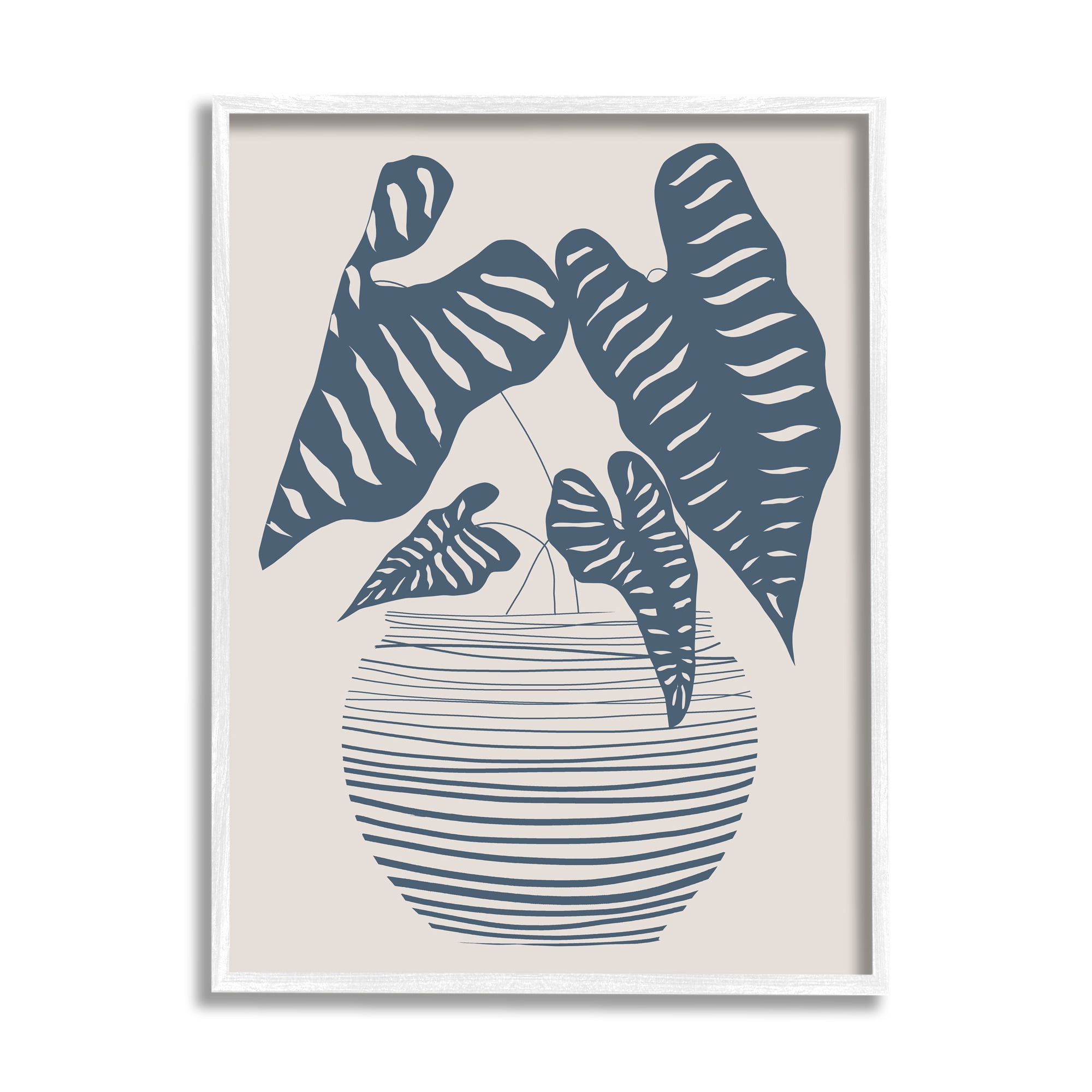 Stupell Industries Potted House Plant Modern Shapes Pattern Design Graphic Art White Framed Art Print Wall Art, Design by Daniela Santiago