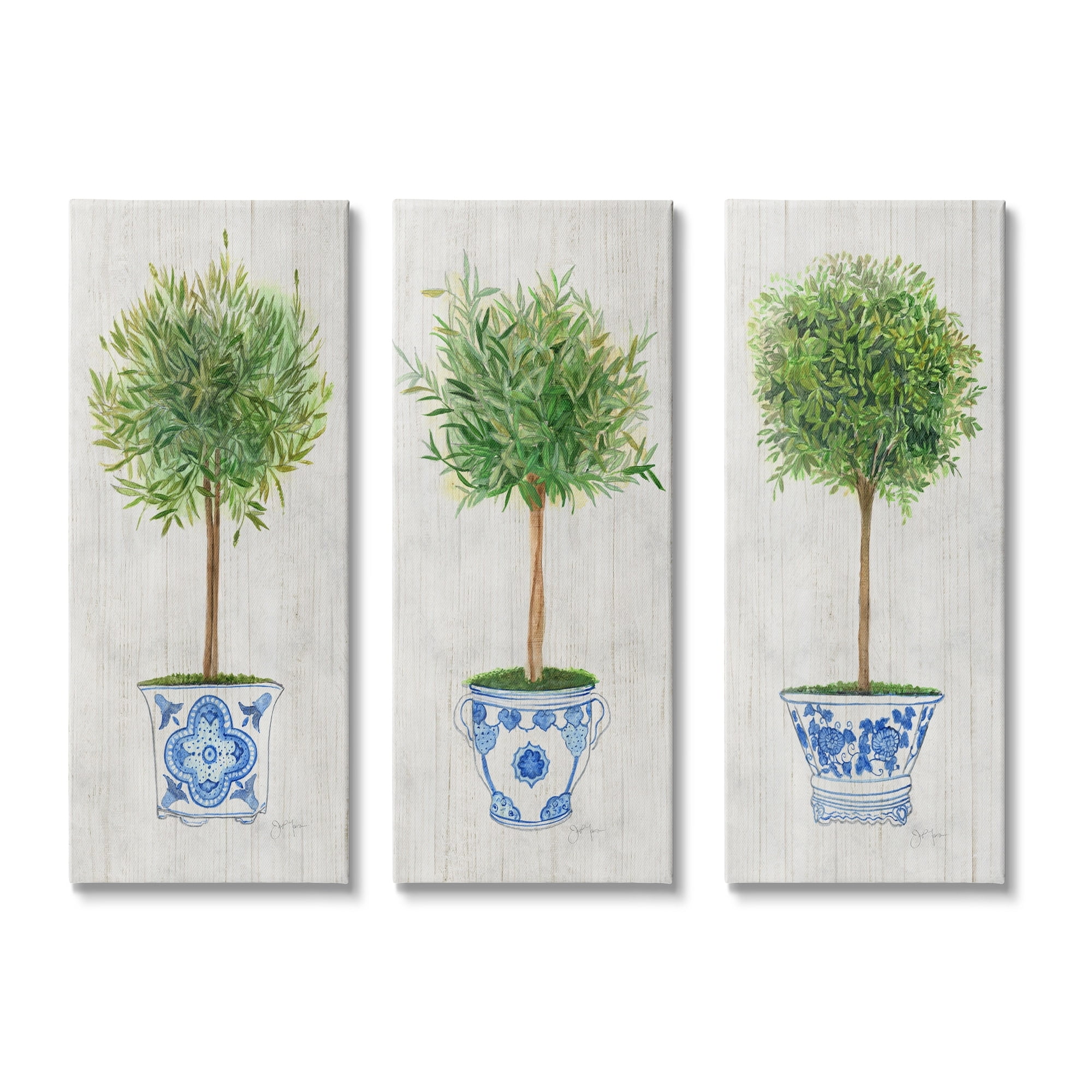 Stupell Industries Potted House Plant Tree Gardening Planter Vase Graphic Art Gallery Wrapped Canvas Print Wall Art, Set of 3, Design by Tava Studios