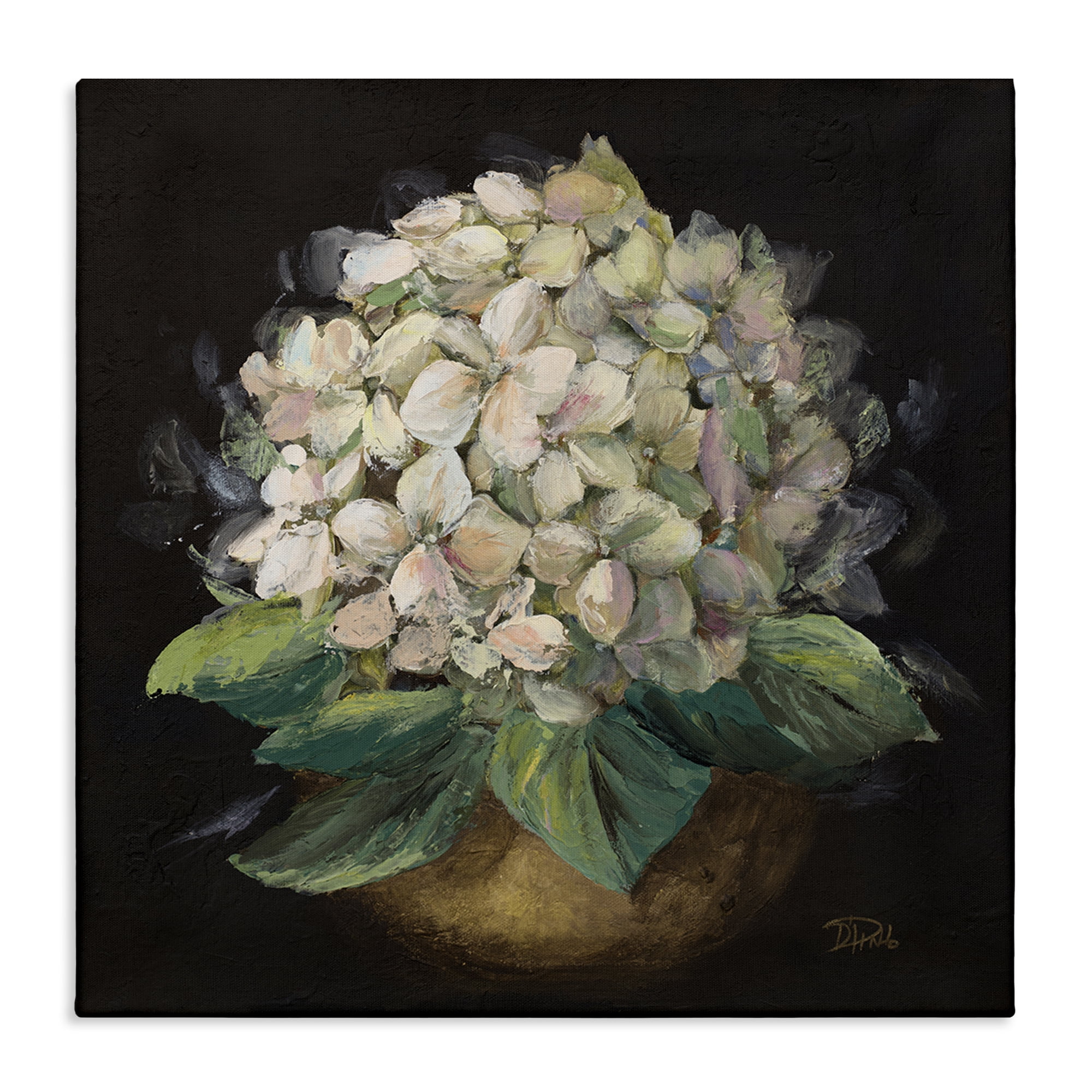 Stupell Industries Potted Hydrangea Plant Plants & Flowers Painting Wrapped Canvas Art Print Wall Art, 17 x 17
