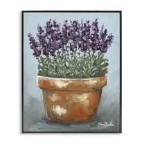 Stupell Industries Potted Lavender Herbs Floral Painting Black Framed Art Print Wall Art, 11 x 14