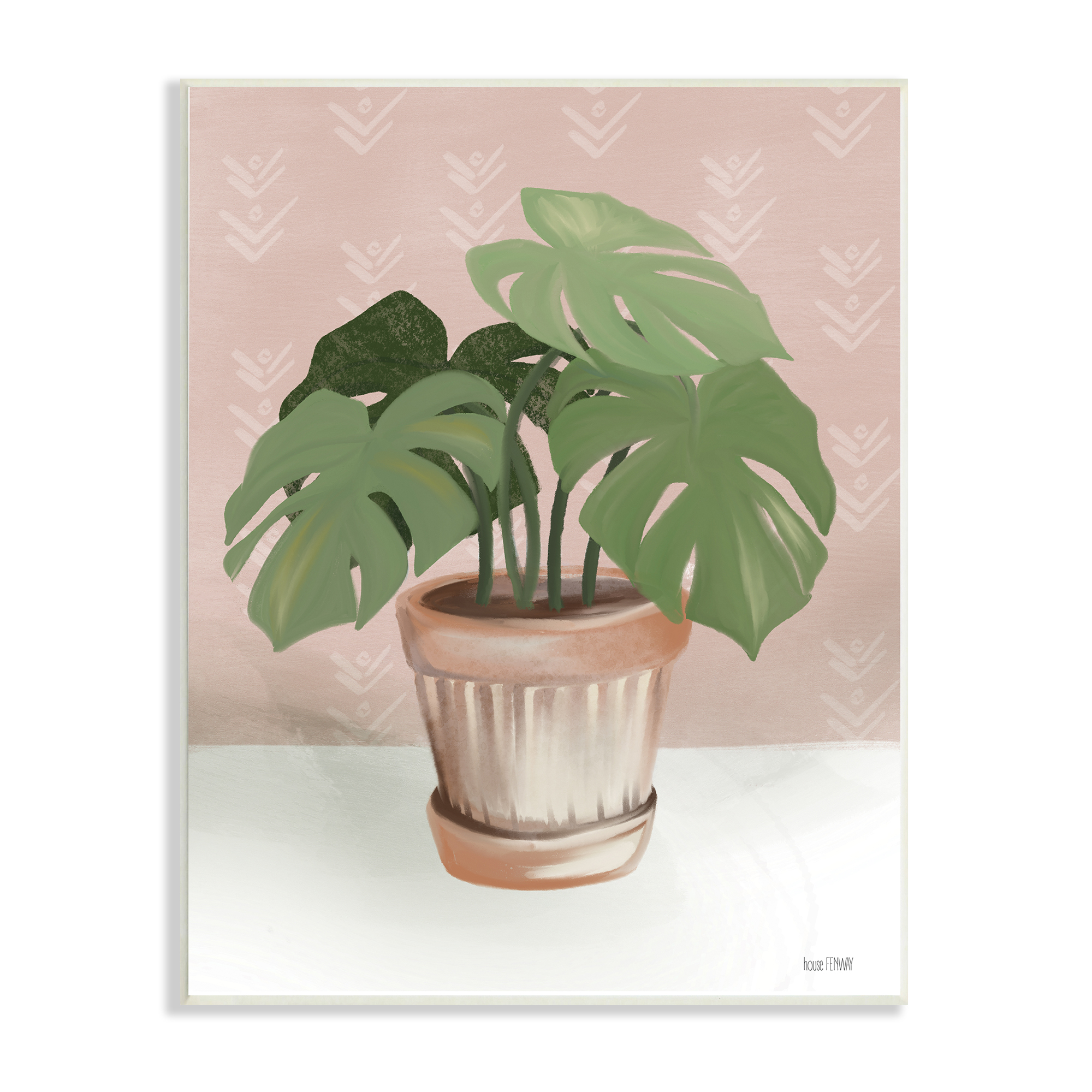 Stupell Industries Potted Monstera Plant Pink Room Still Life, 13 x 19, Design by House Fenway