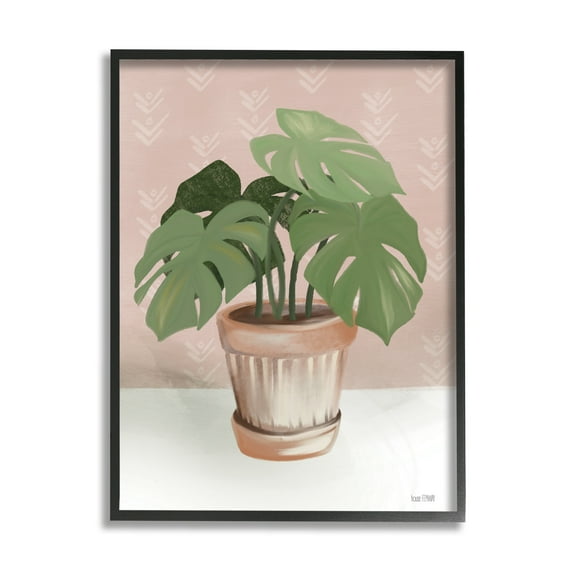 Stupell Industries Potted Monstera Plant Pink Room Still Life, 24 x 30, Design by House Fenway