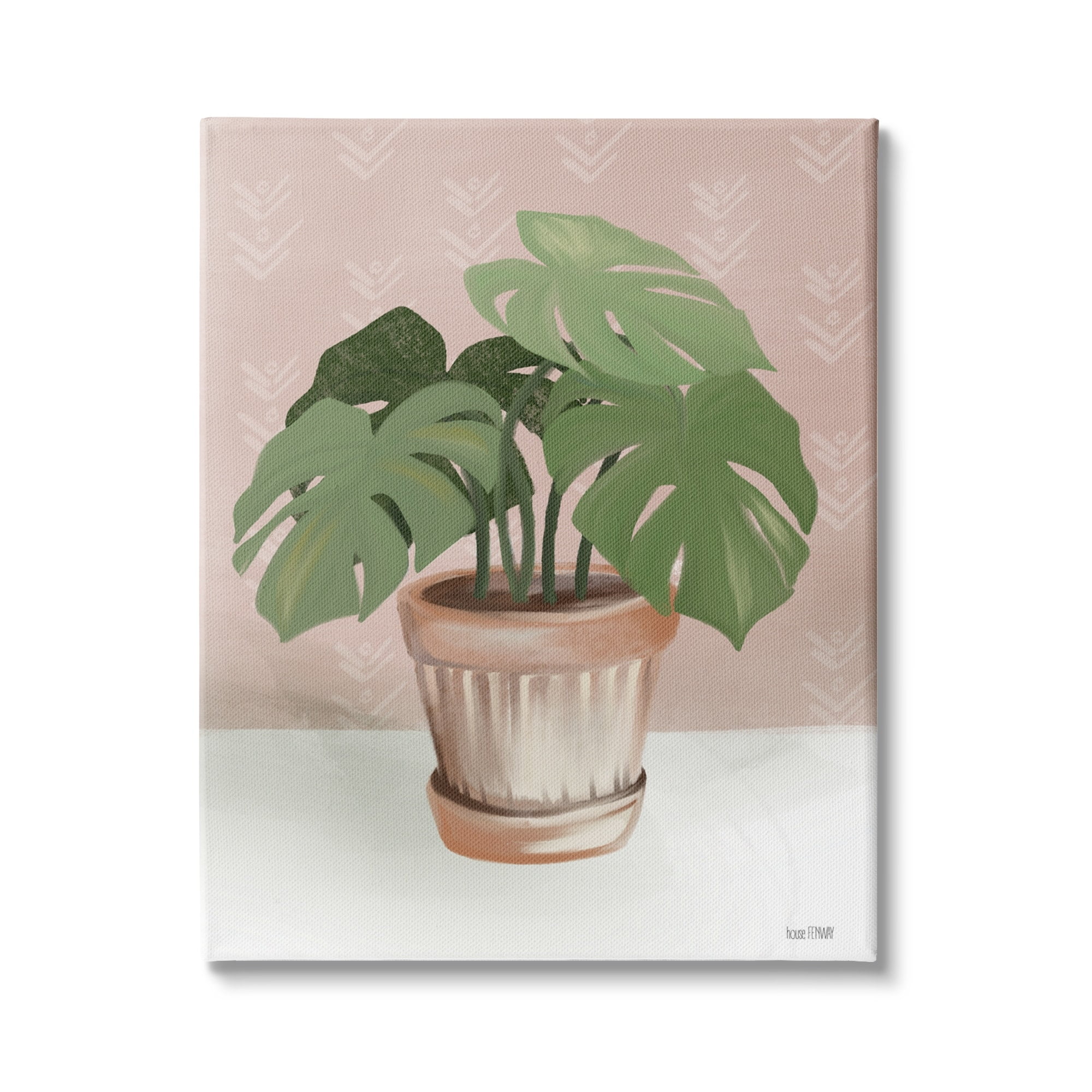 Stupell Industries Potted Monstera Plant Pink Room Still Life, 24 x 30, Design by House Fenway