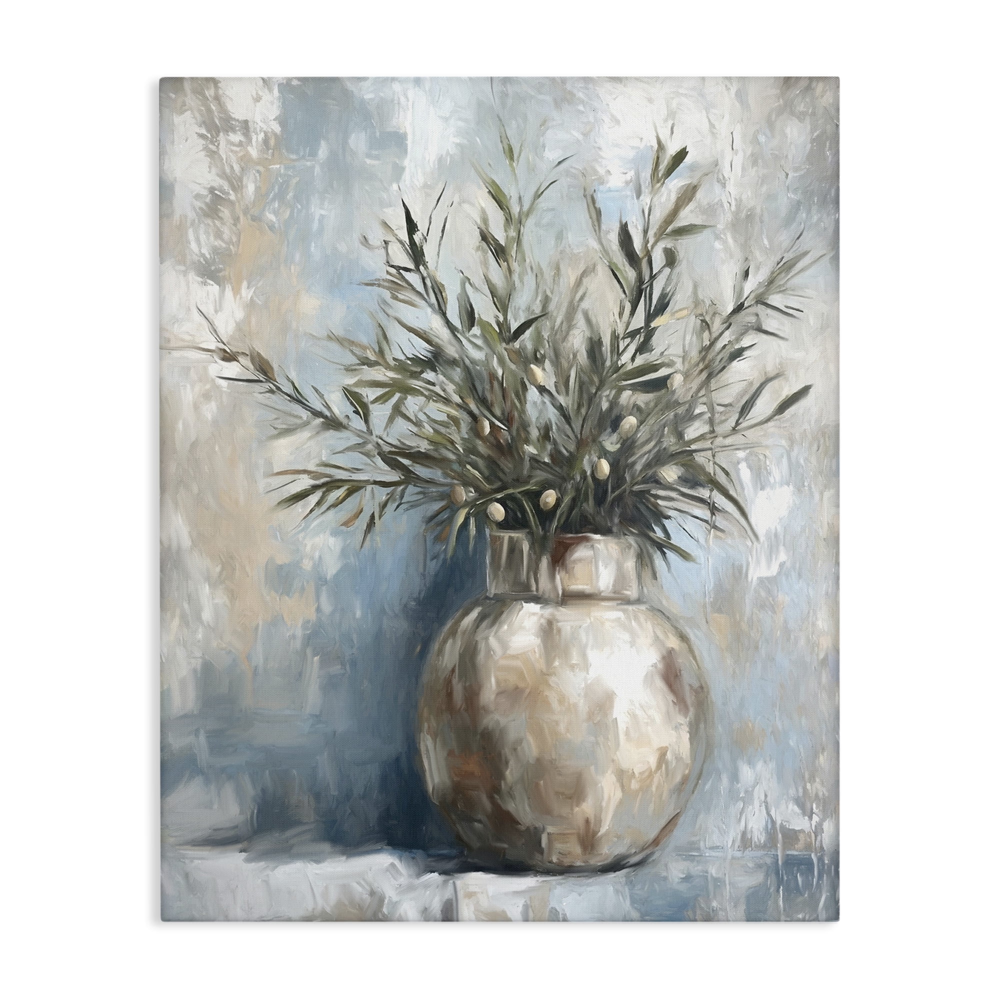 Stupell Industries Potted Olive Branches Botanical & Floral Painting Gallery Wrapped Canvas Art Print Wall Art, 24 x 30