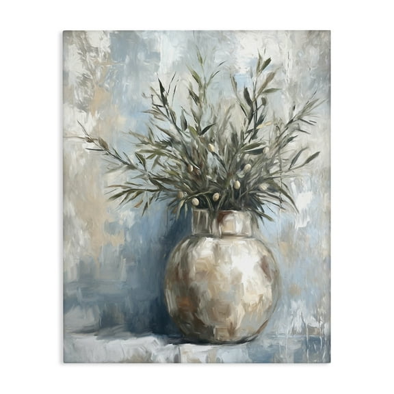Stupell Industries Potted Olive Branches Botanical & Floral Painting Gallery Wrapped Canvas Art Print Wall Art, 36 x 48