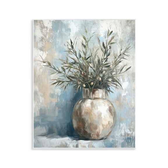 Stupell Industries Potted Olive Branches Botanical & Floral Painting Unframed Art Print Wall Art, 11 x 14