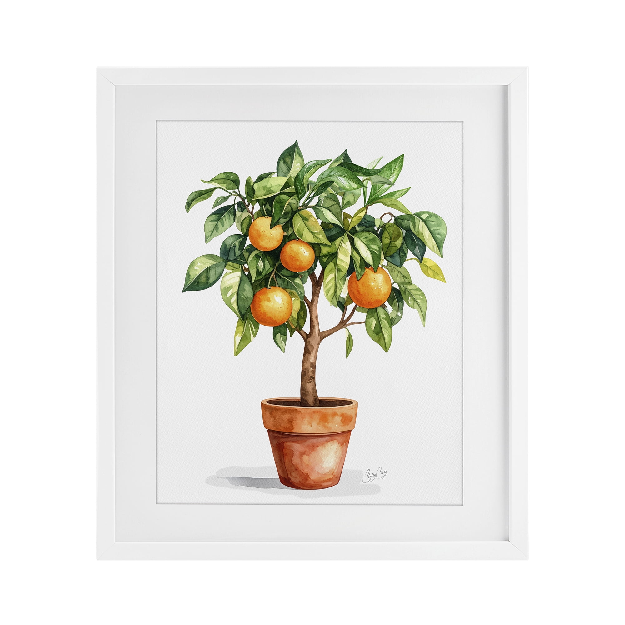 Stupell Industries Potted Orange Tree White Framed Print Under Glass, design by Shelly Craig