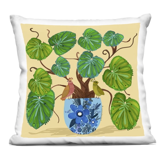 Stupell Industries Potted Plant & Birds Perched Design by Kay Widdowson Throw Pillow