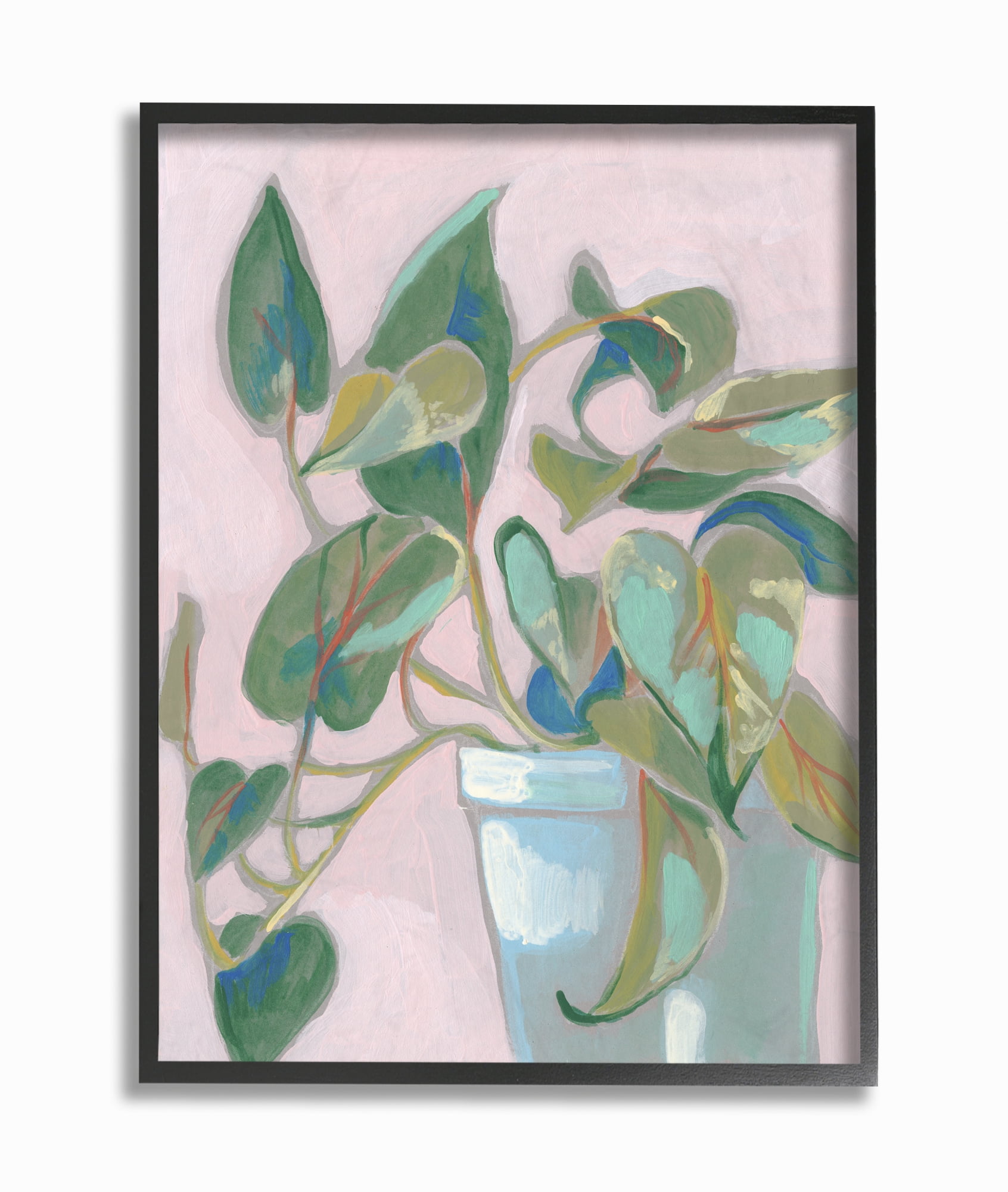 Stupell Industries Potted Plant Green Pink Painting Framed Wall Art by Jennifer Goldberger