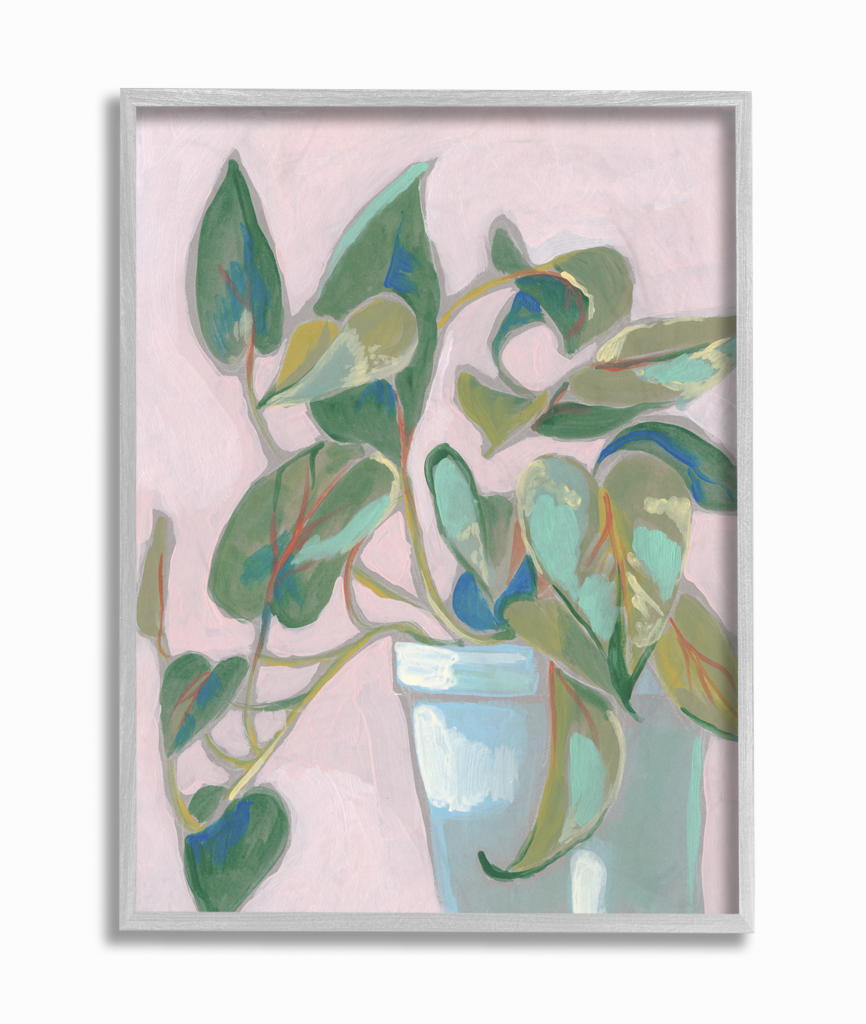 Stupell Industries Potted Plant Green Pink Painting Framed Wall Art by Jennifer Goldberger
