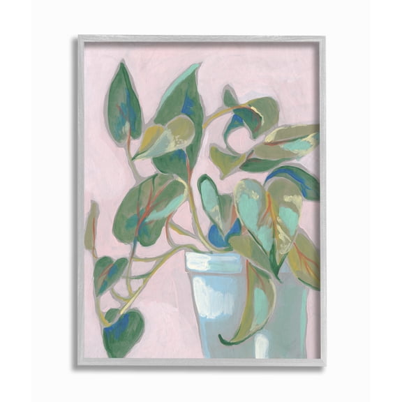 Stupell Industries Potted Plant Green Pink Painting Framed Wall Art by Jennifer Goldberger