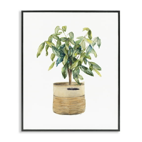 Stupell Industries Potted Plant Greenery Botanical & Floral Painting Black Framed Art Print Wall Art, 11 x 14