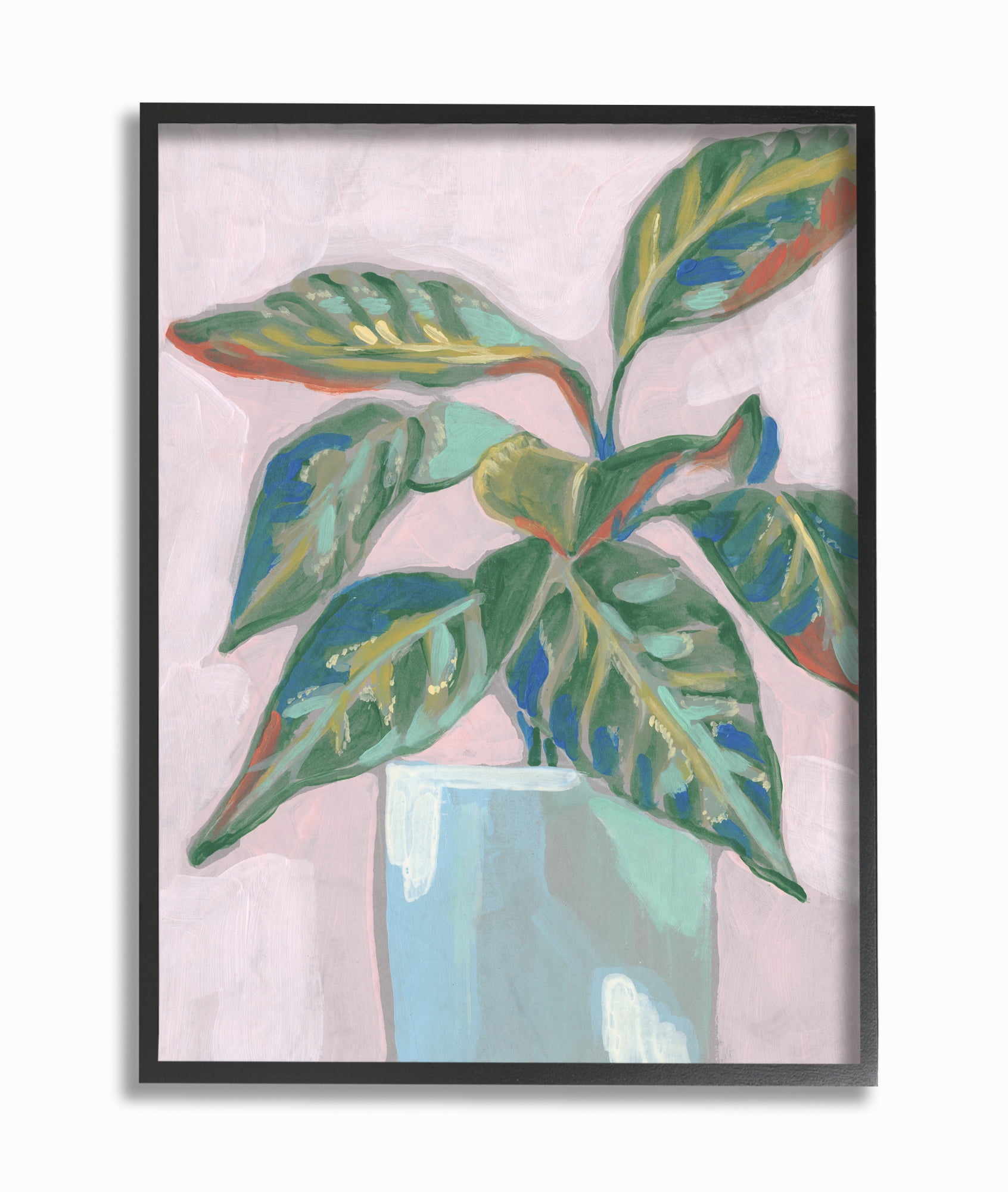 Stupell Industries Potted Plant Pink Green Painting Framed Wall Art by Jennifer Goldberger