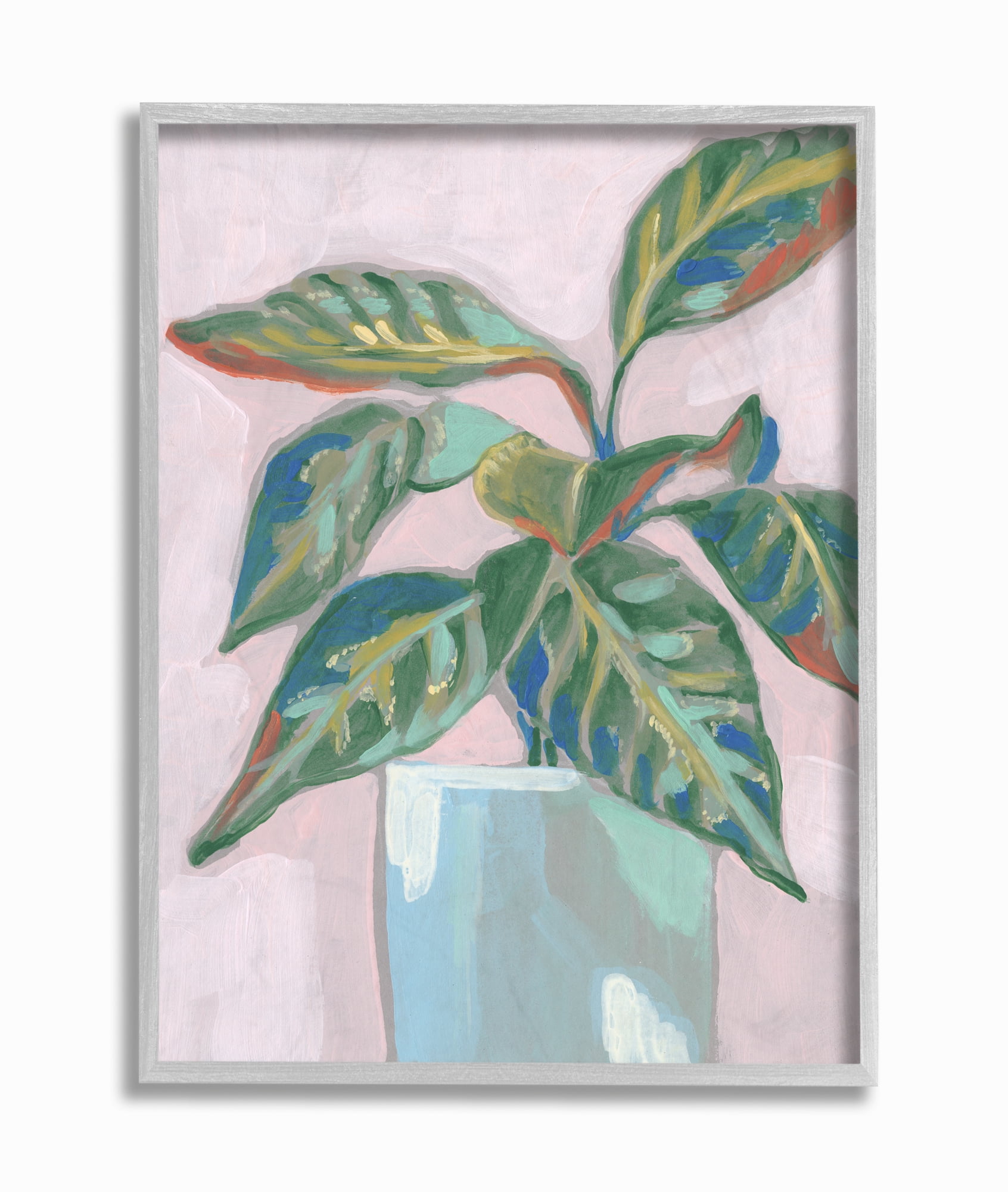 Stupell Industries Potted Plant Pink Green Painting Framed Wall Art by Jennifer Goldberger