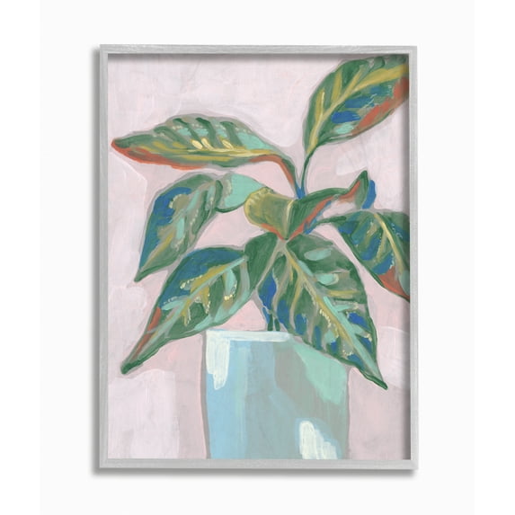 Stupell Industries Potted Plant Pink Green Painting Framed Wall Art by Jennifer Goldberger