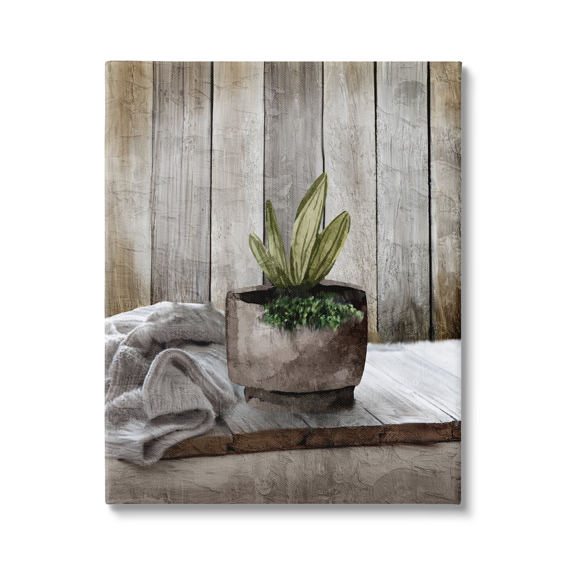 Stupell Industries Potted Plant Still Life Botanical & Floral Painting Gallery Wrapped Canvas Art Print Wall Art, 24 x 30